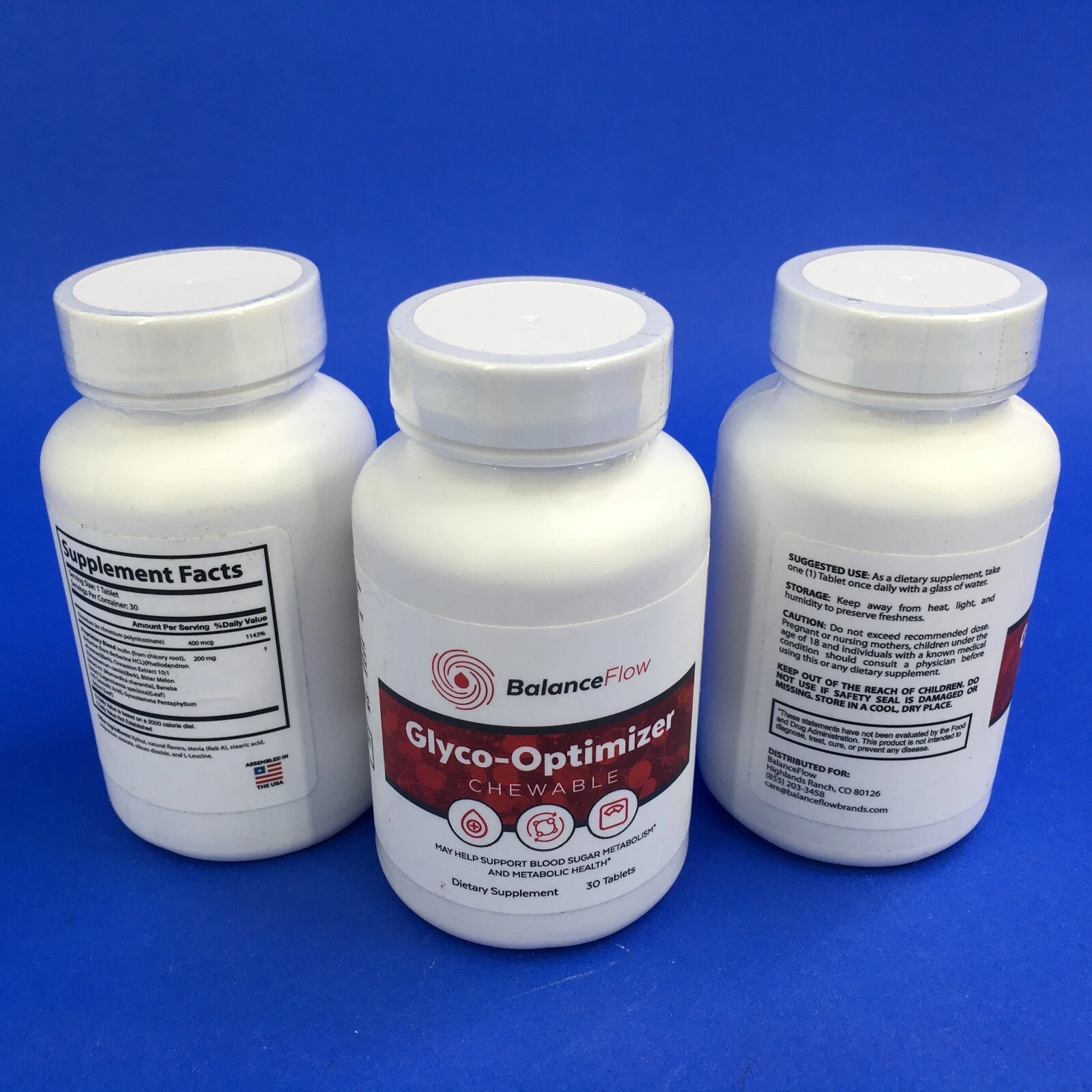 Balance Flow Glyco- Optimizer Chewable 30 Tablets (Lot of 3)