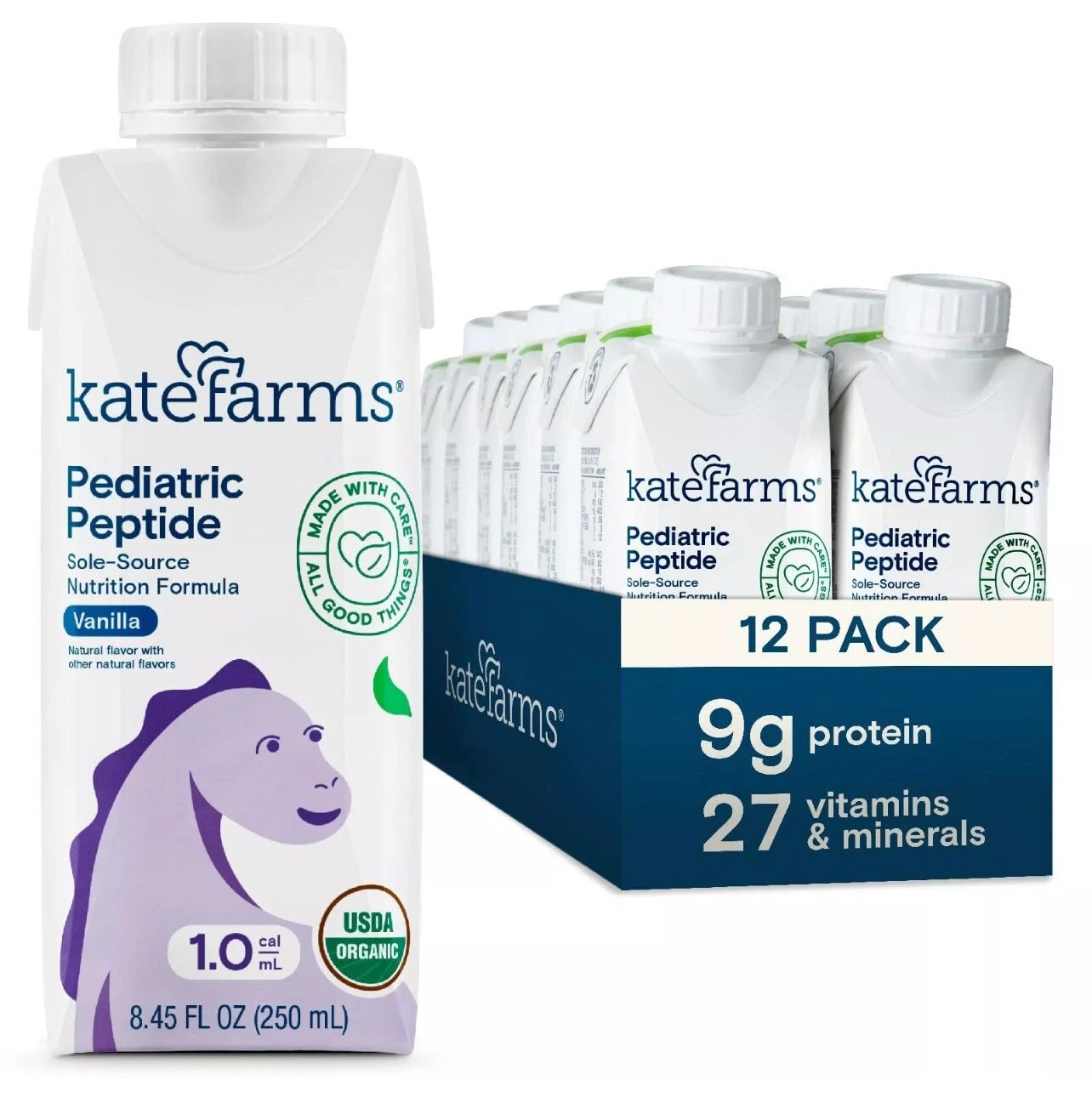 case of 12: Kate Farms Peptide 1.5 Vanilla sole-source nutrition formula enteric