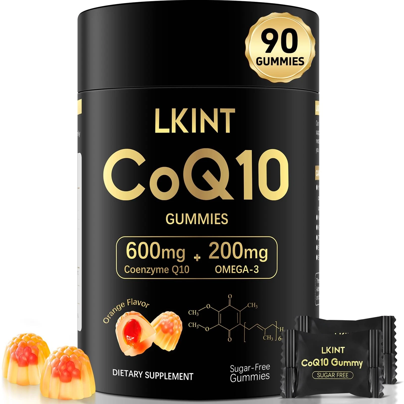 CoQ10 Gummies, Co Q 10 Supplement Sugar Free, Cq10 600mg with Omega 3 & Vitamin