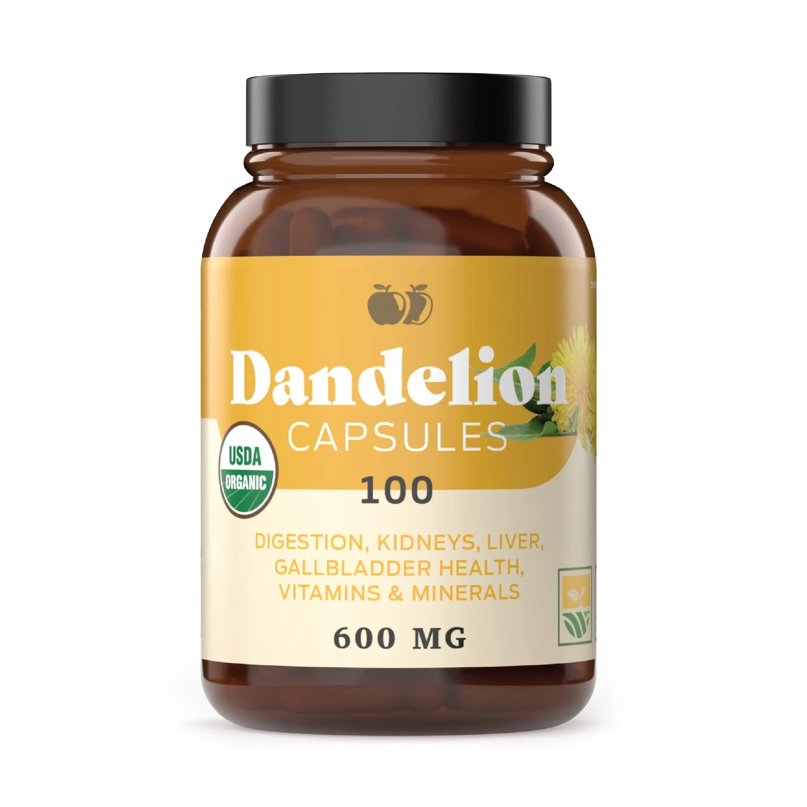 Organic Dandelion Root Powder Extract - 100 Capsules 530mg