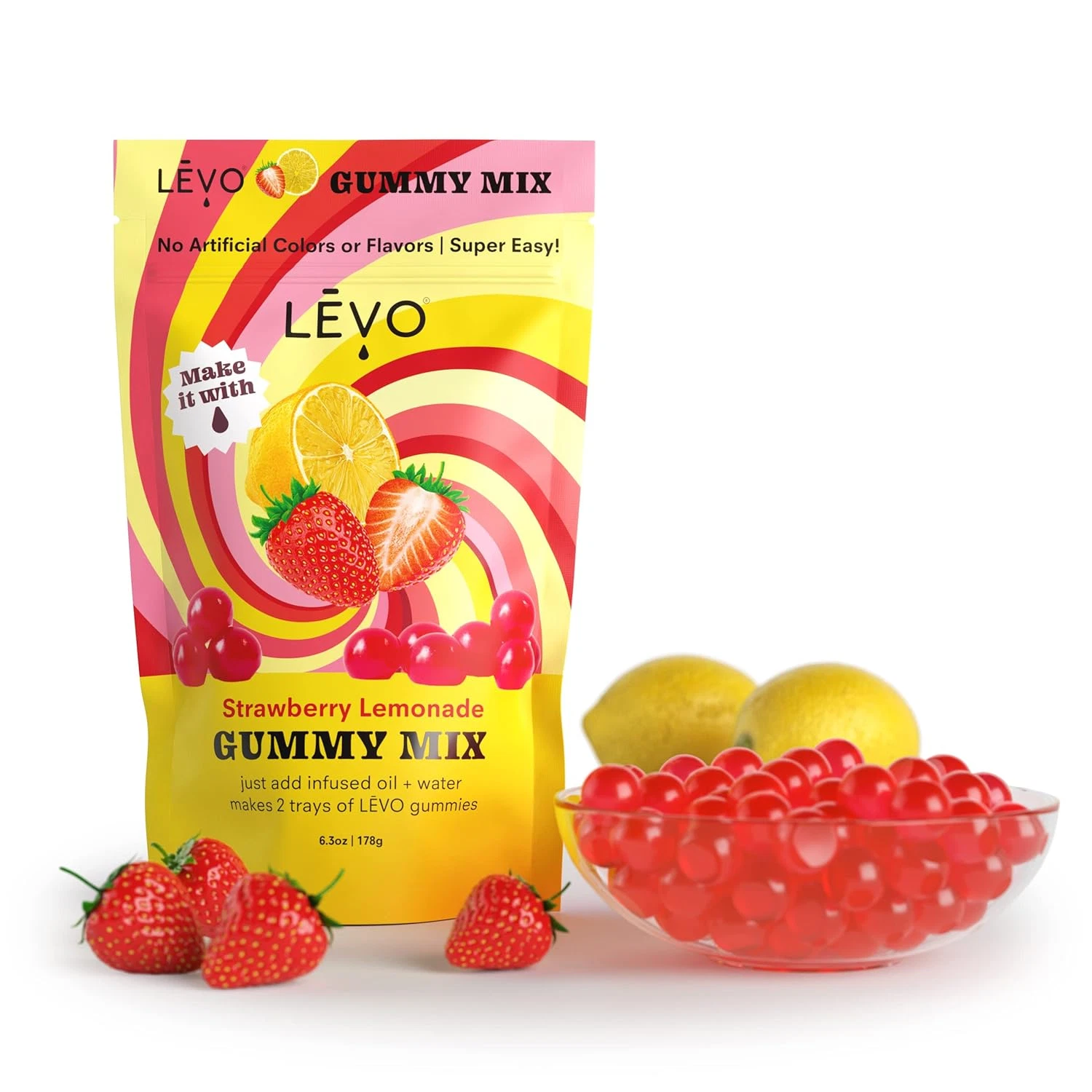 LĒVO Gummy Mix - Strawberry Lemonade - Make Your Own Infused Gummies - Each Bag