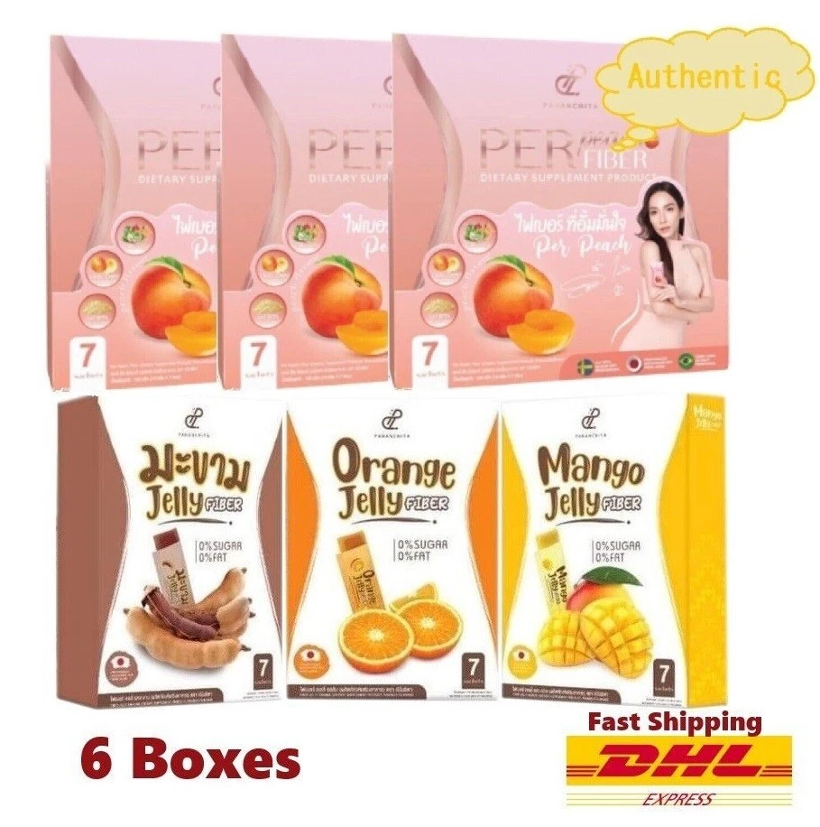 Set Per Peach Fiber 3 + Jelly Fiber 3 Flavor Dietary Supplement Weight Control