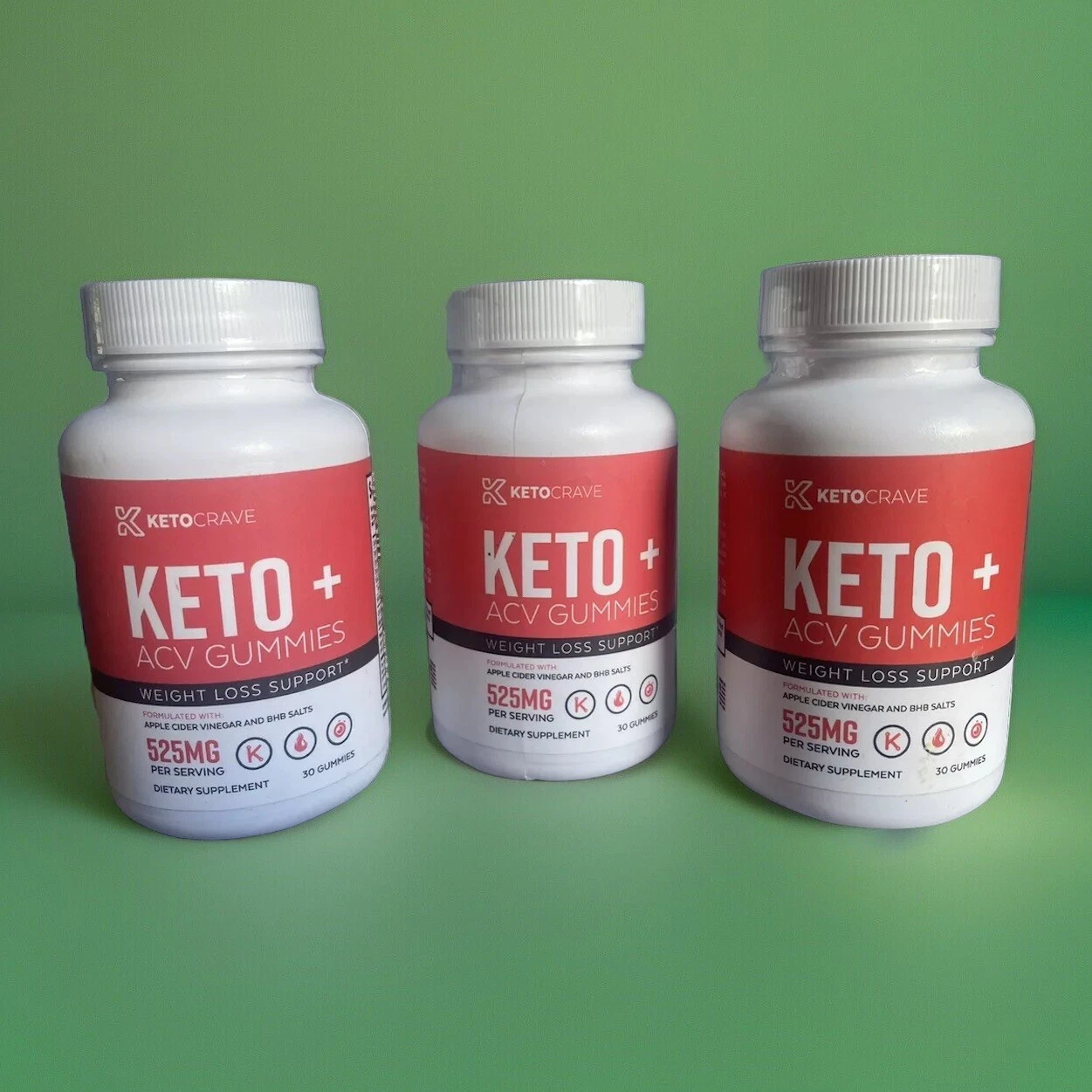 3Keto Crave ACV Gummies to Repress Appetite Boost Fat Burning 30ct ea.Exp01/2026
