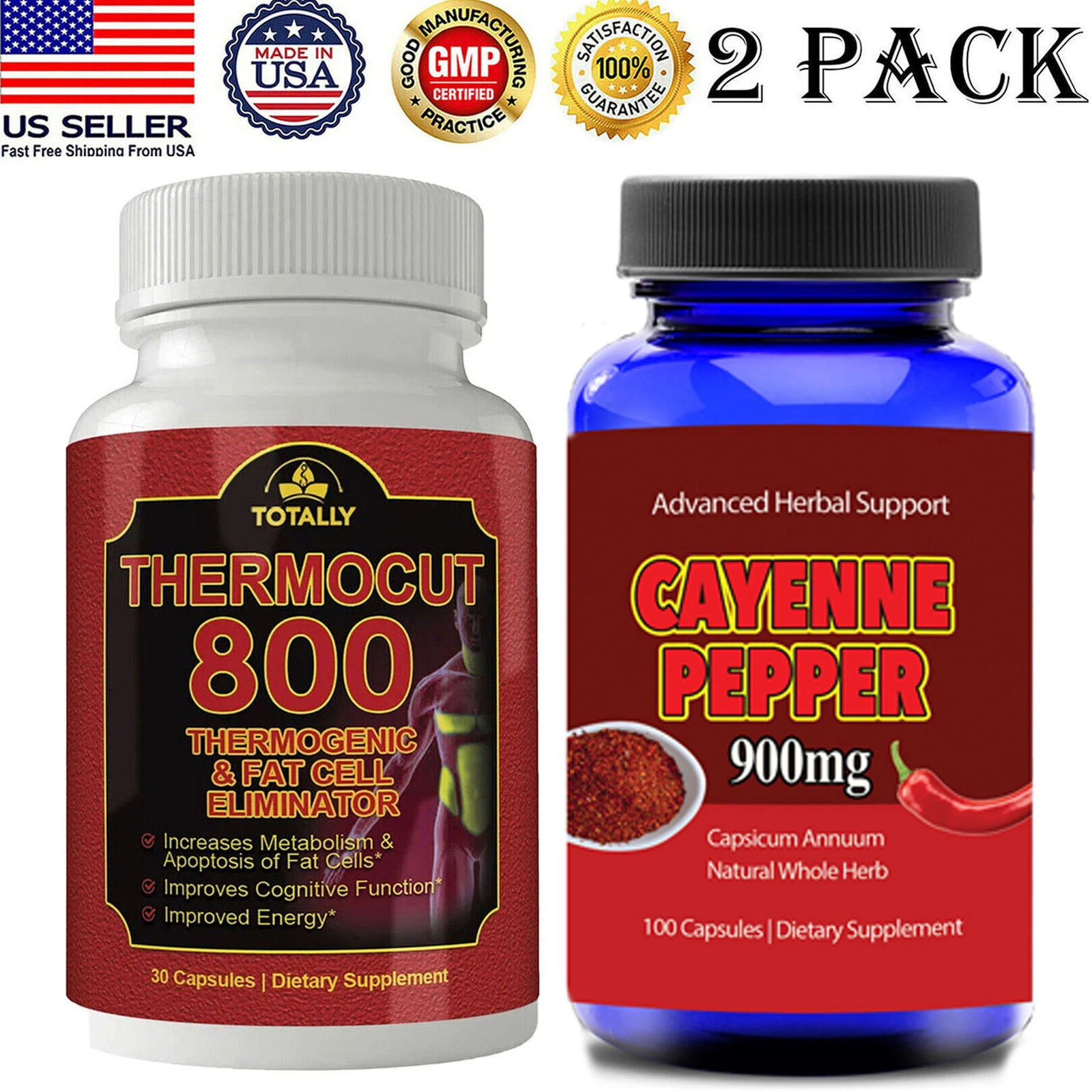 Thermocut 800 Thermogenic Cayenne Pepper 900mg Weight Loss Dietary Supplements