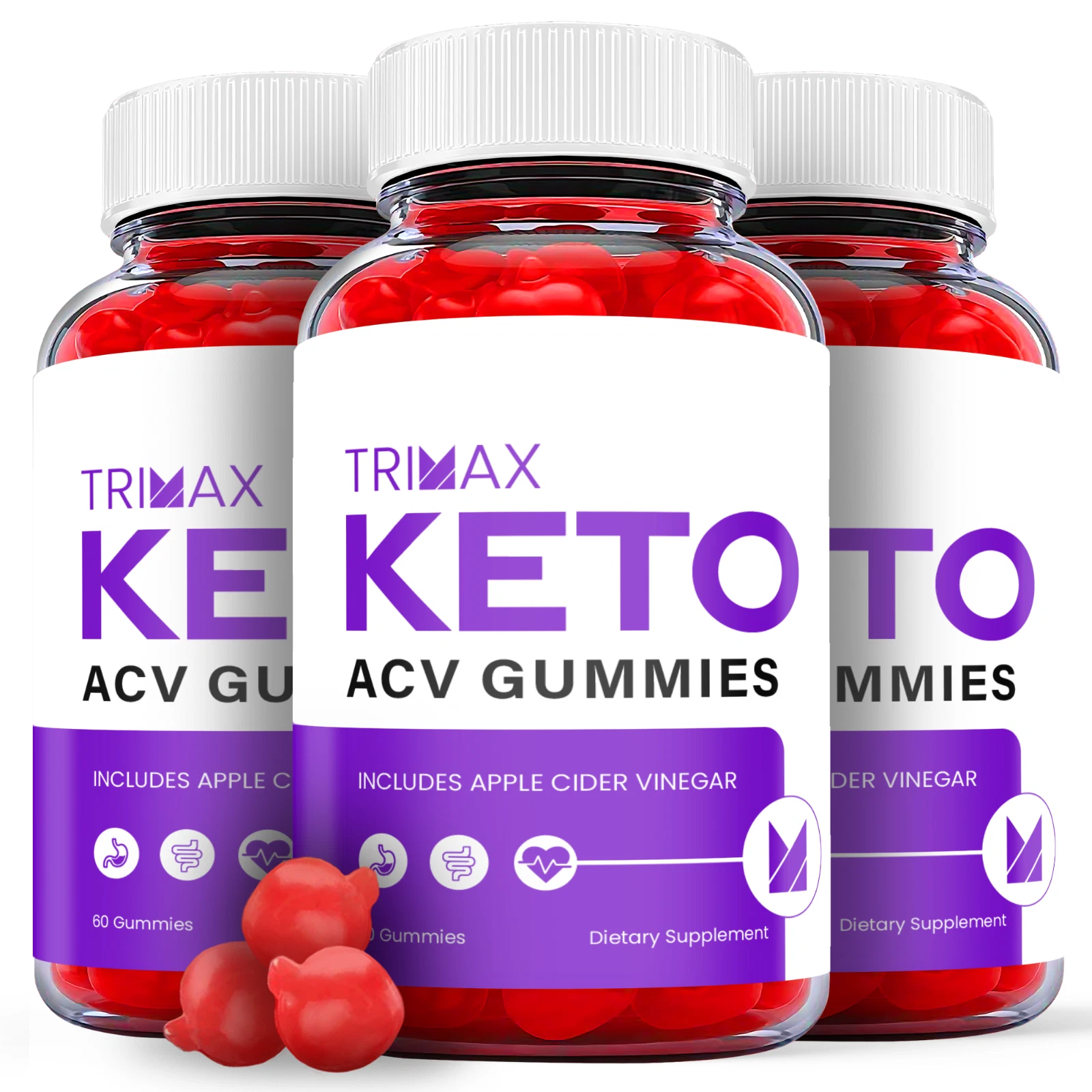 3 Pack - Trimax Keto ACV Gummies - Vegan, Weight Loss Supplement - 180 Gummies