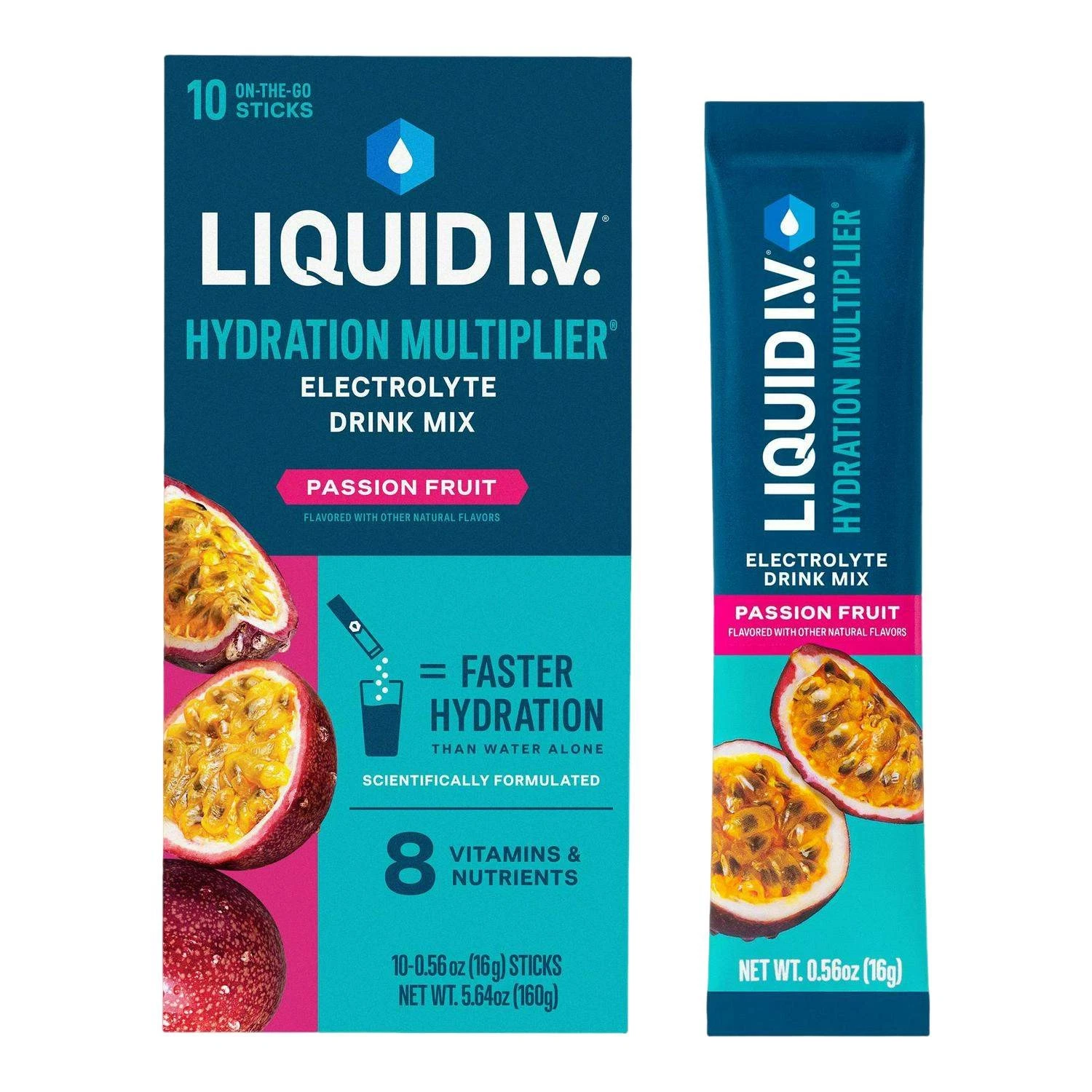 10 ct -LIQUID I.V-Hydration Multiplier Electrolyte Drink Mix Passion Fruit|10942