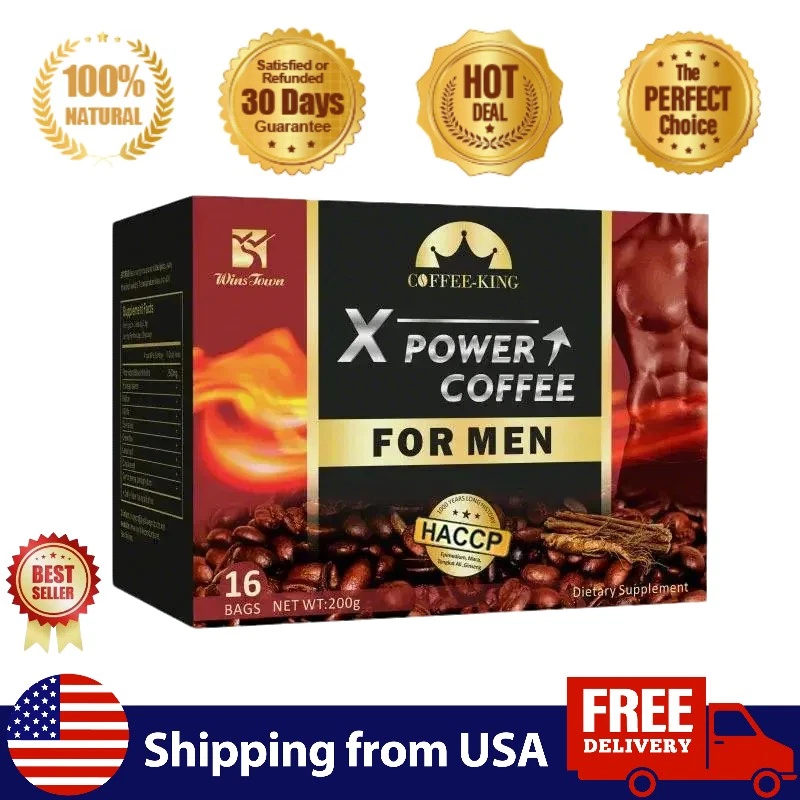 Man X-power Coffee for Enhanced Male Strength 100% Pure Natural 16 Bag/box