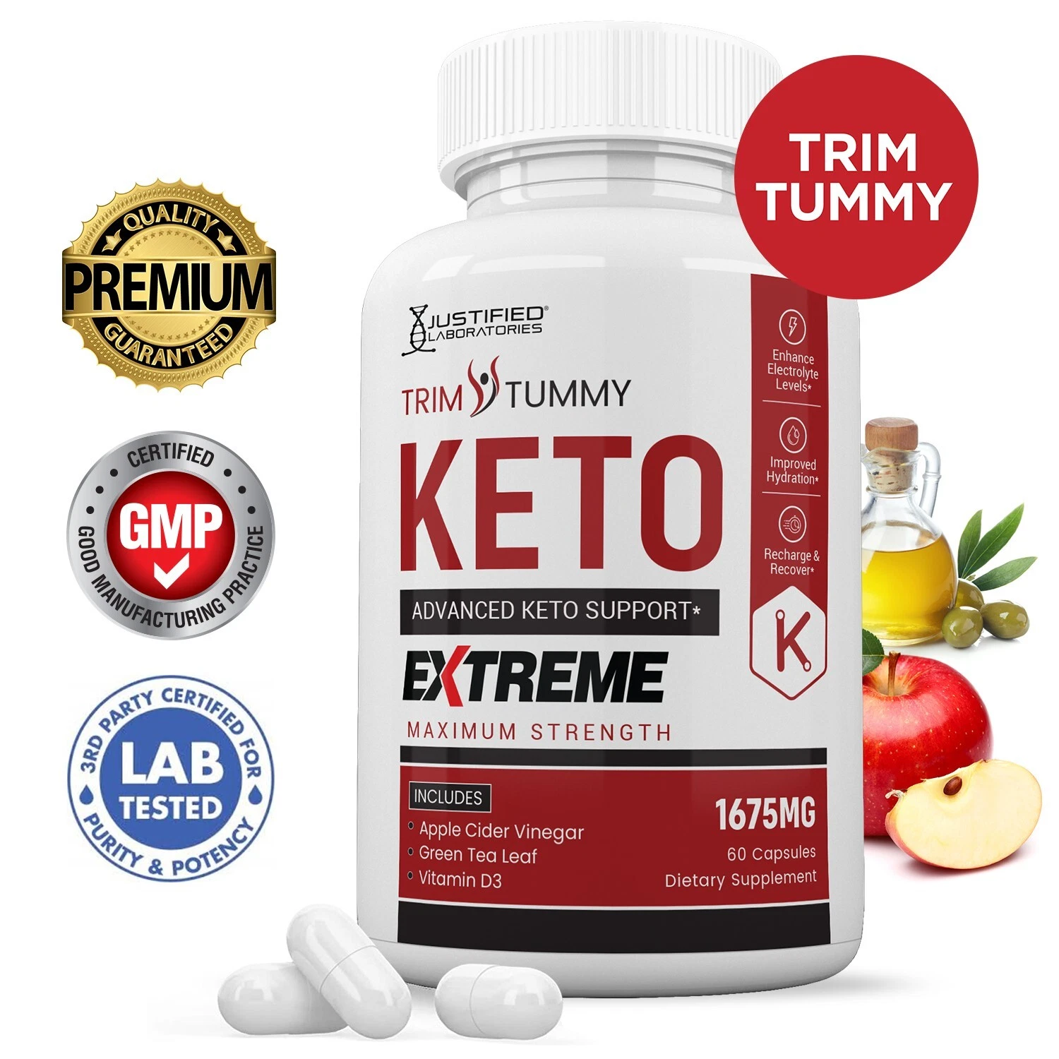 Trim Tummy Keto ACV Extreme Pills 1675 MG Stronger Than Gummies Keto Support 1Pk