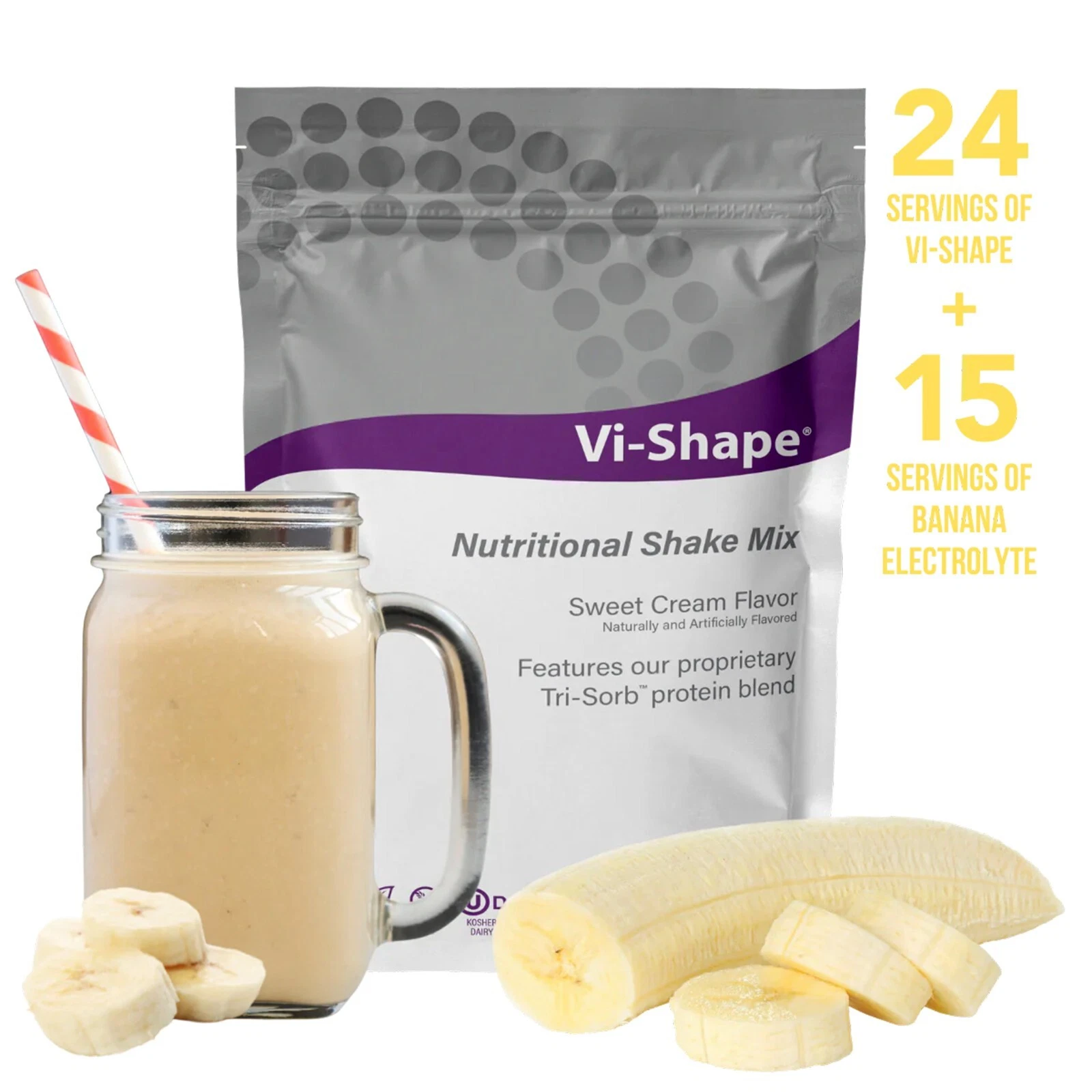 Banana Bread Electrolyte + Vi-Shape, 1 Shake Pouch + 1 Box Banana Bread Mix-In