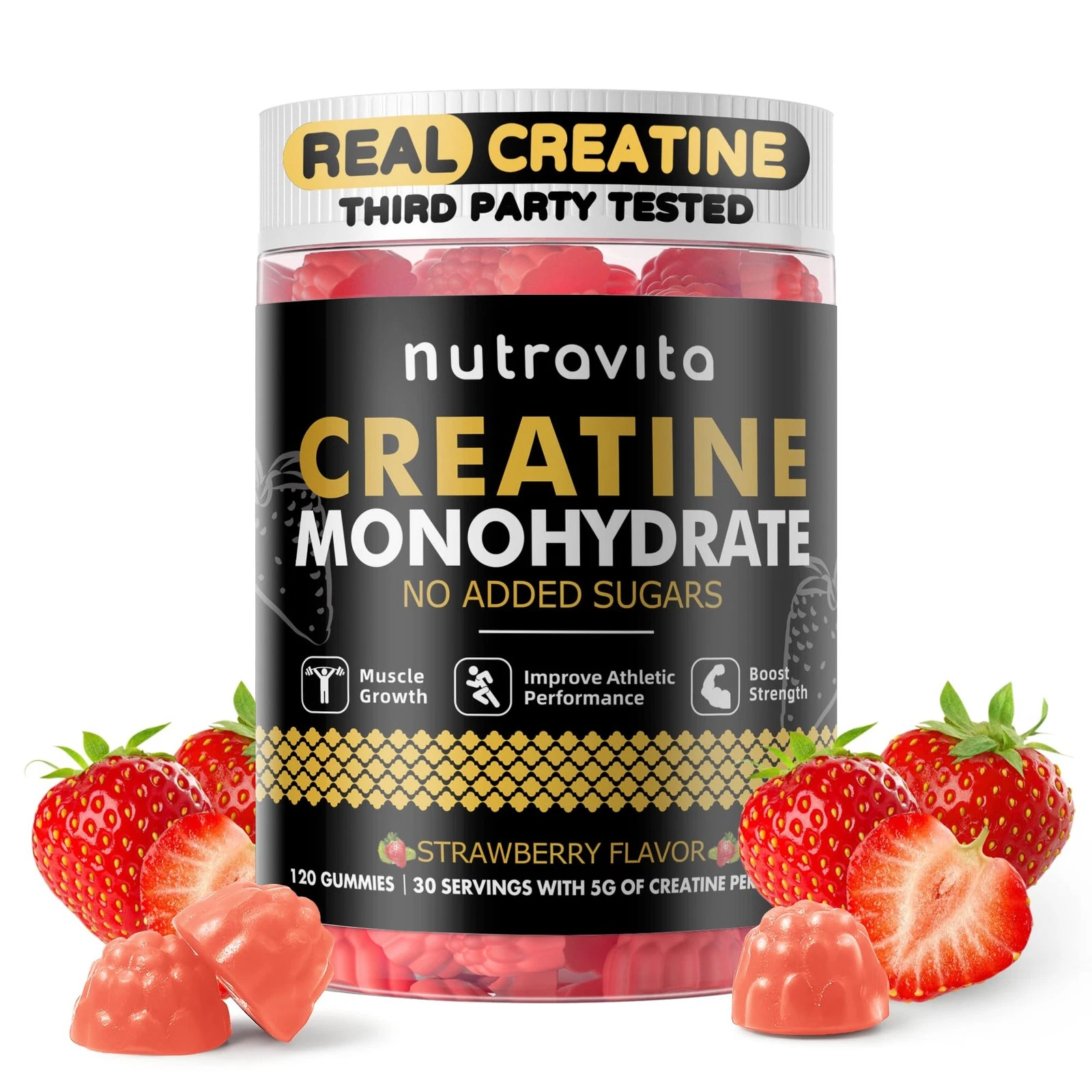 Nutravita Creatine Monohydrate Gummies for Men & Women-5g of Creatine Monohydrat