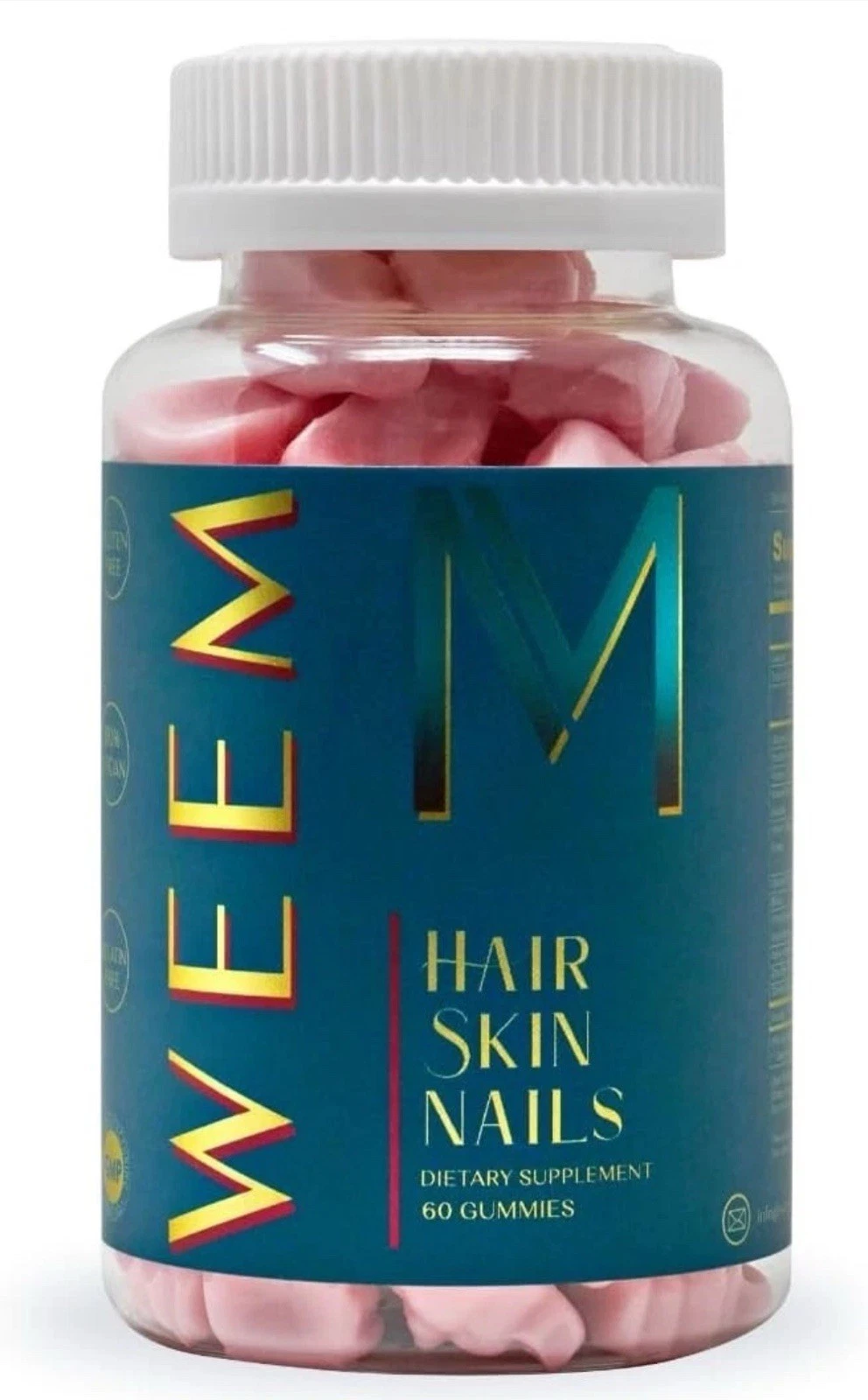 WEEM Hair Skin and Nails 60 Gummies Supports Healthy Hair Vegan biotin Exp 09/26