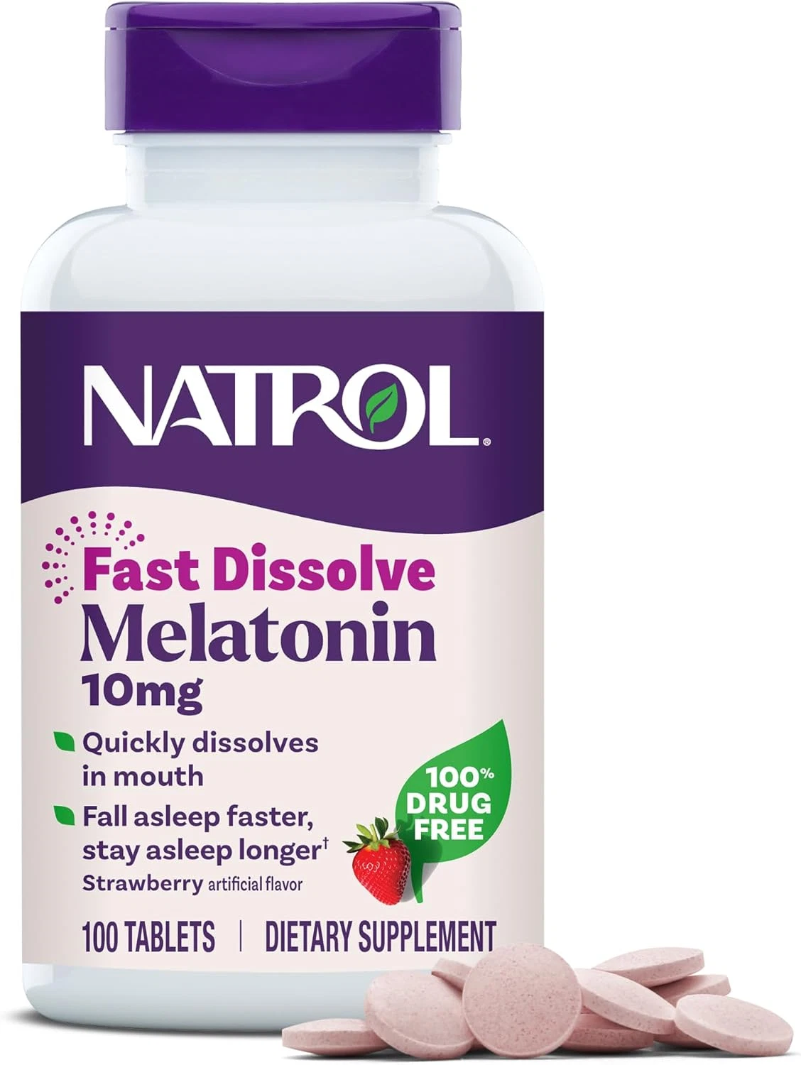 Natrol Melatonin Sleeping Tablets Strawberry Flavor 10mg -100 Tablets