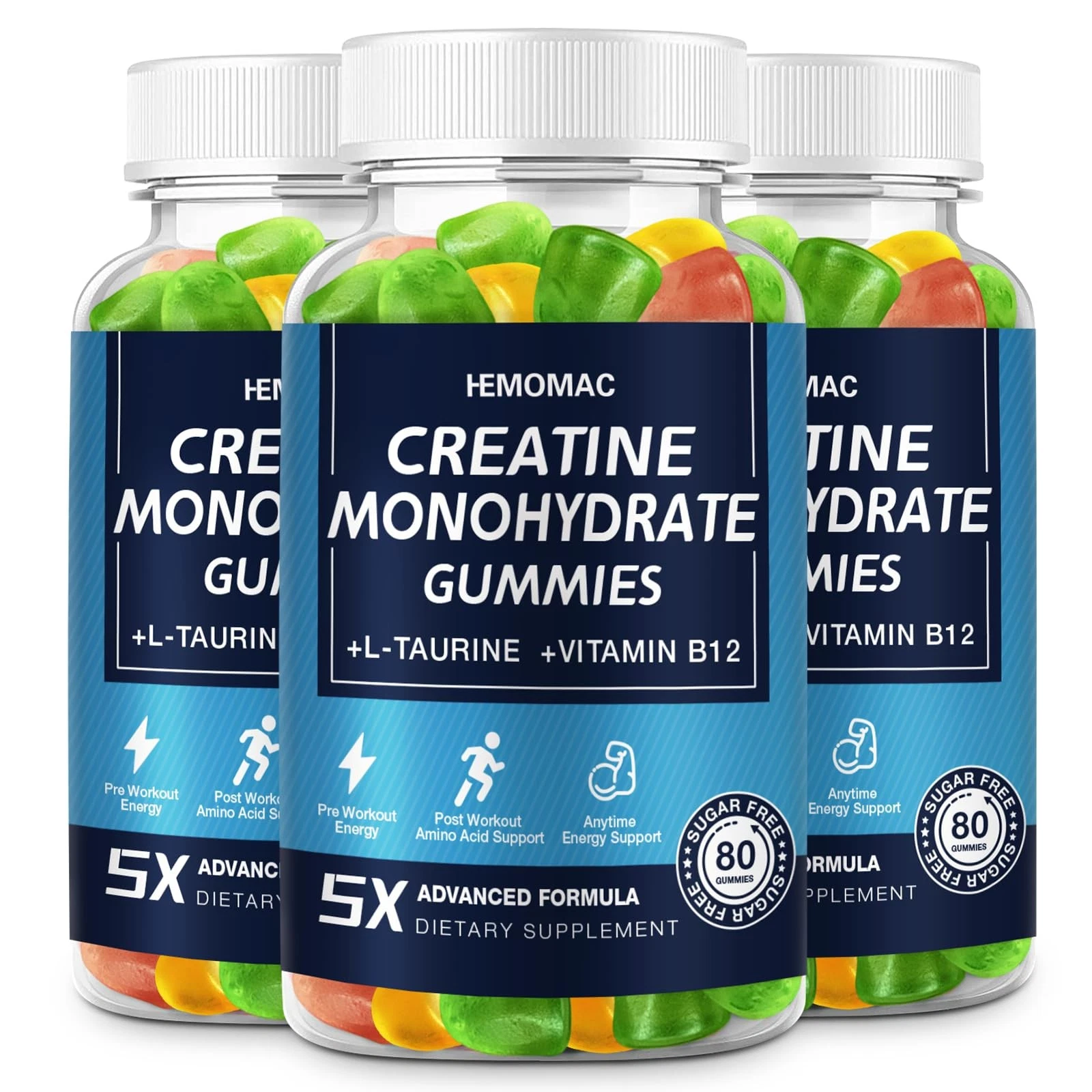 Creatine Monohydrate Gummies 5g for Men & Women, Creatine Gummy for Muscle St...