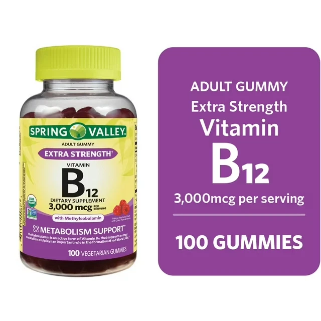 Spring Valley Extra Strength Vitamin B12 Vegetarian Raspberry Flavor,3000mcg 100