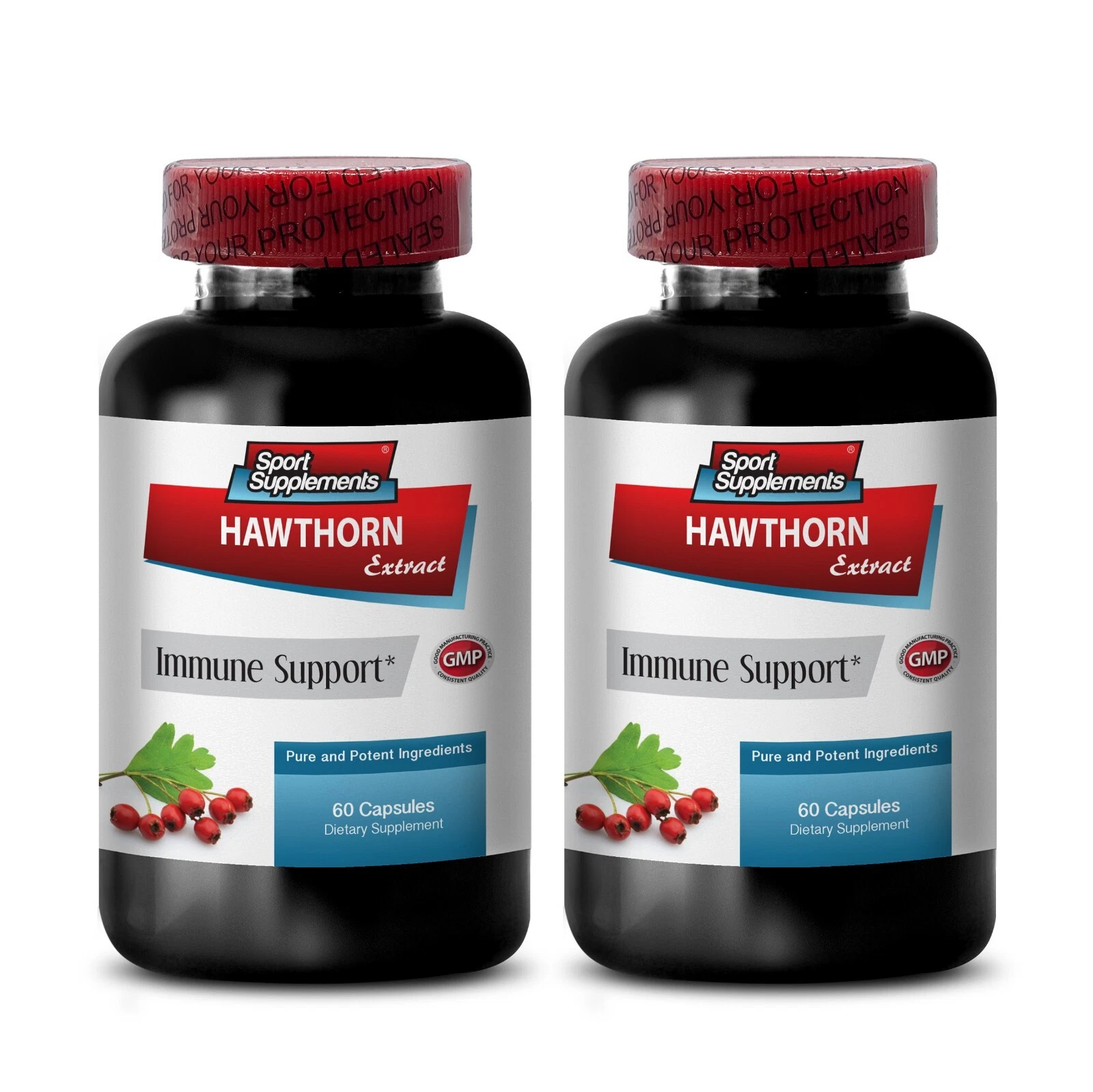 Wellness Pills - HAWTHORN EXTRACT - Herbal Boost - 2 Bottle 120 Capsules