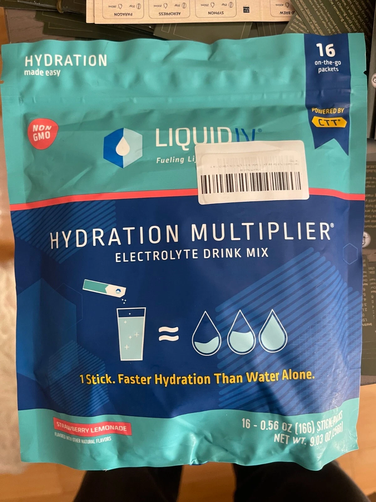 Liquid IV Hydration Multiplier Electrolyte 16 Pack Strawberry Lemonade Exp 12/25