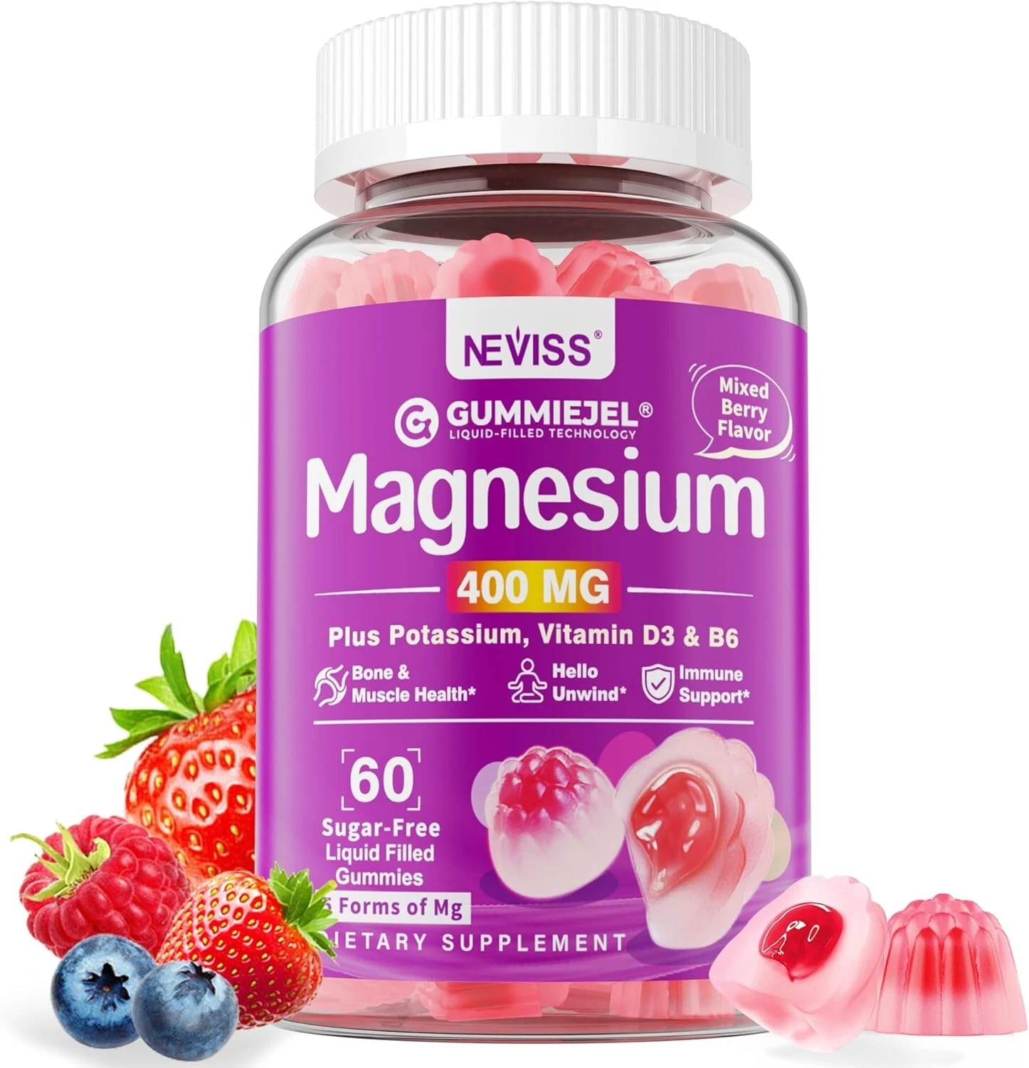 Magnesium Supplements 400mg - 5 Forms of Magnesium: Glycinate, Citrate, Malate,