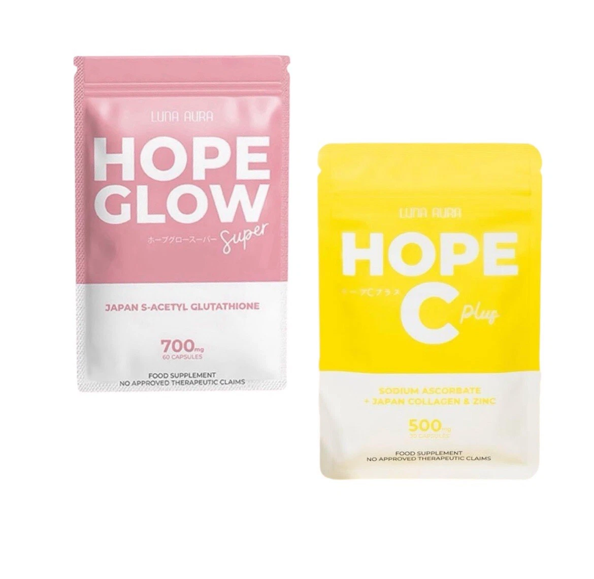 Glowing Skin Super Combo: Luna Aura HOPE GLOW Super 700mg & HOPE C Plus