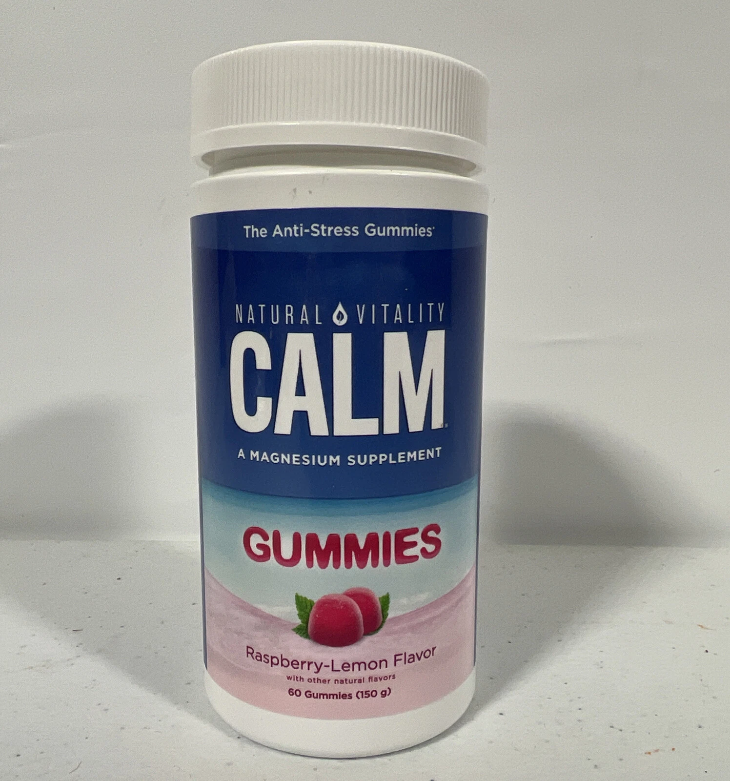 Natural Vitality CALM Magnesium Supplemen Raspberry Lemon Flavor 60 Gummies 150g