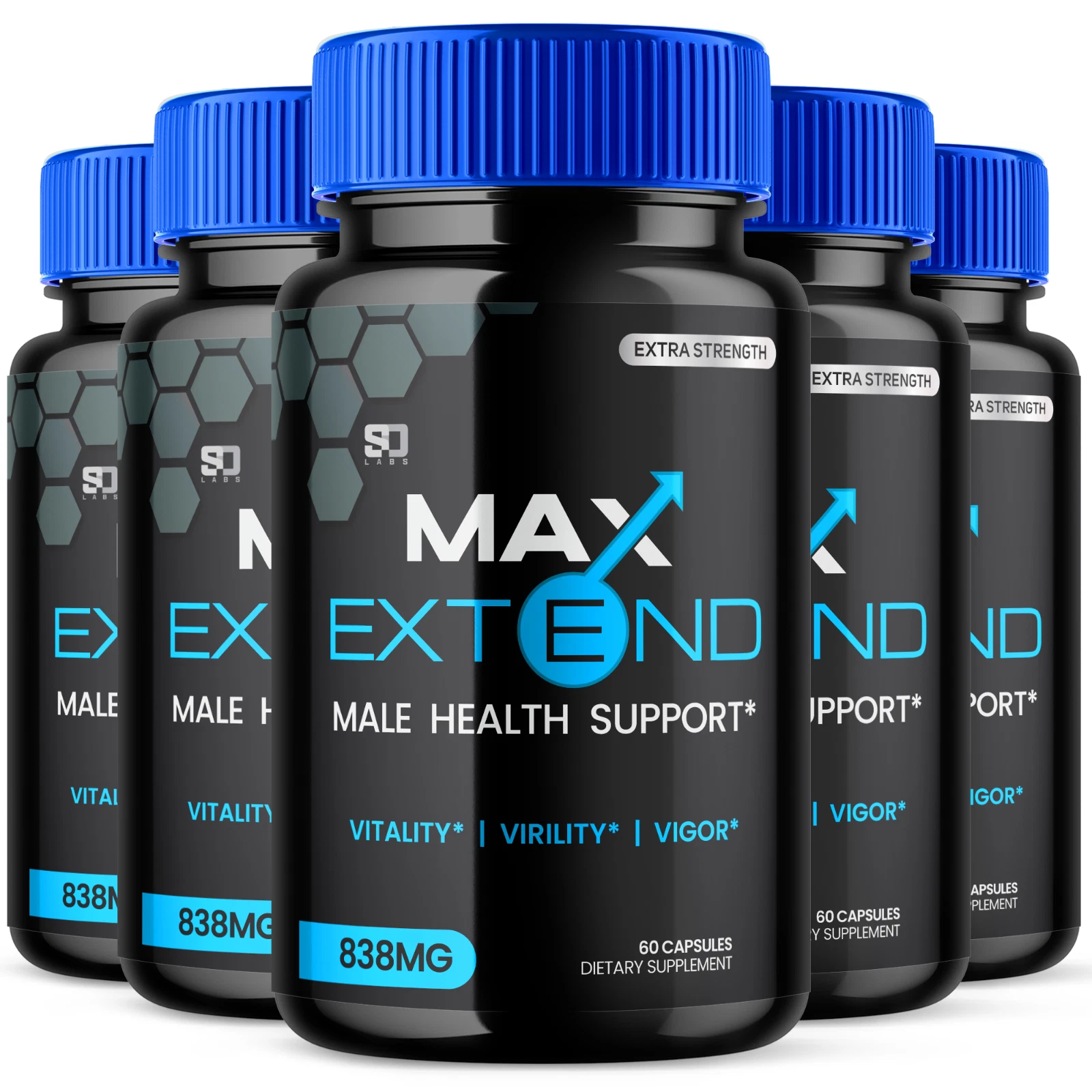 Max Extend Male Health Support Pills to Boost Vitality Virility Vigor 5 Pack