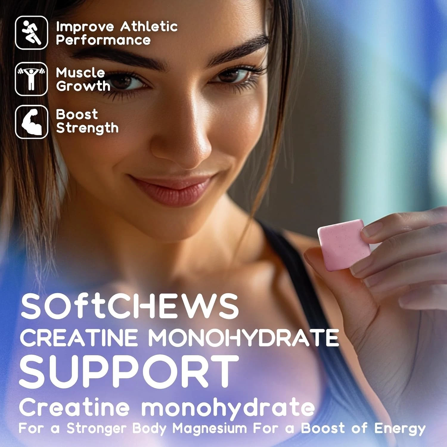 Creatine Monohydrate Chews Complex for Men & Women -Advanced Formula Supplement,