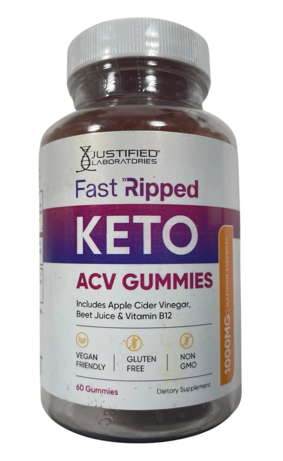 Justified Laboratories Fast Ripped Keto ACV Gummies - 60 gummies - Exp 04/26