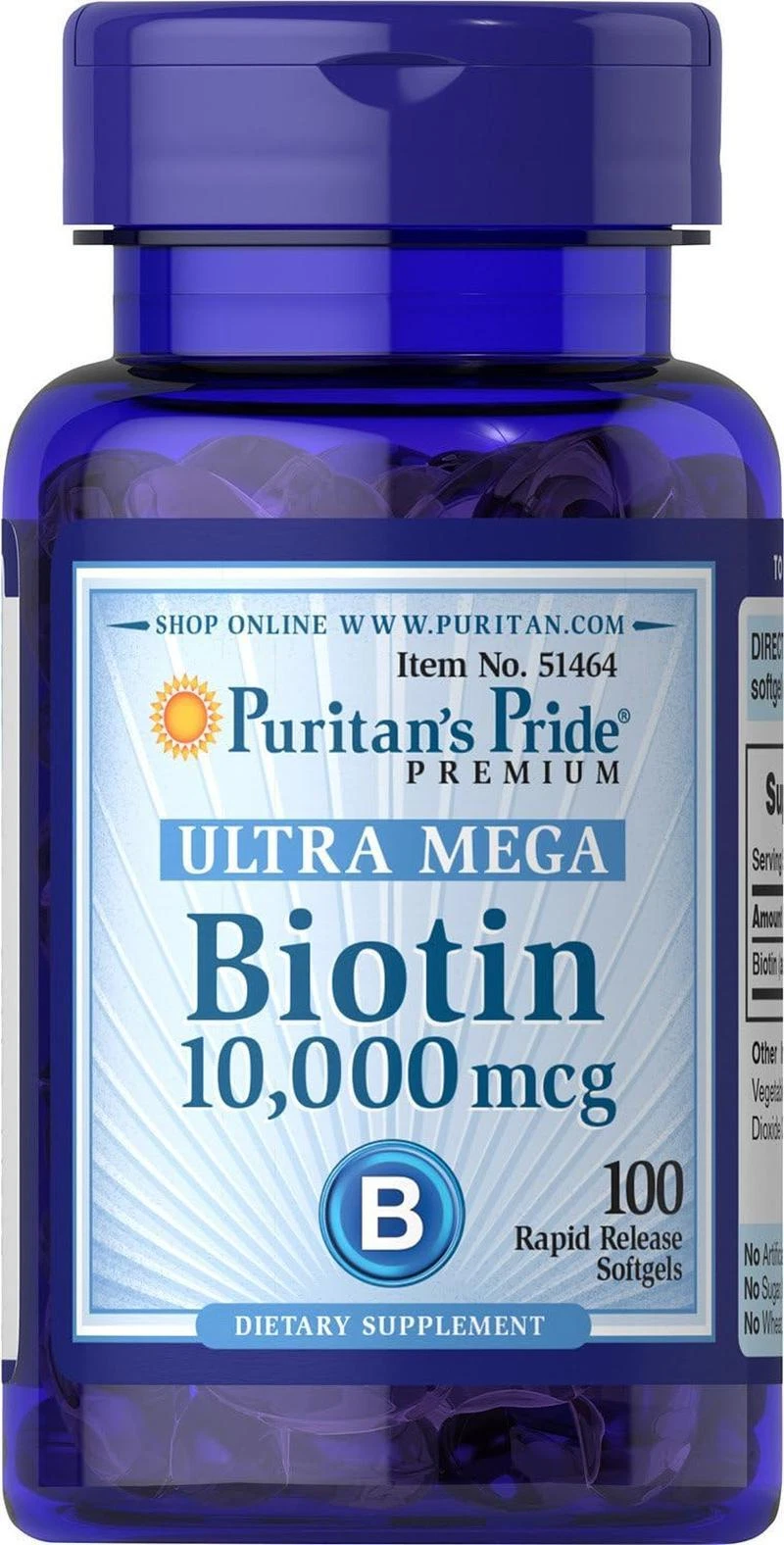 Premium Ultra Mega Biotin 10,000mcg, Dietary Supplement for Healthy Hair, Skin,