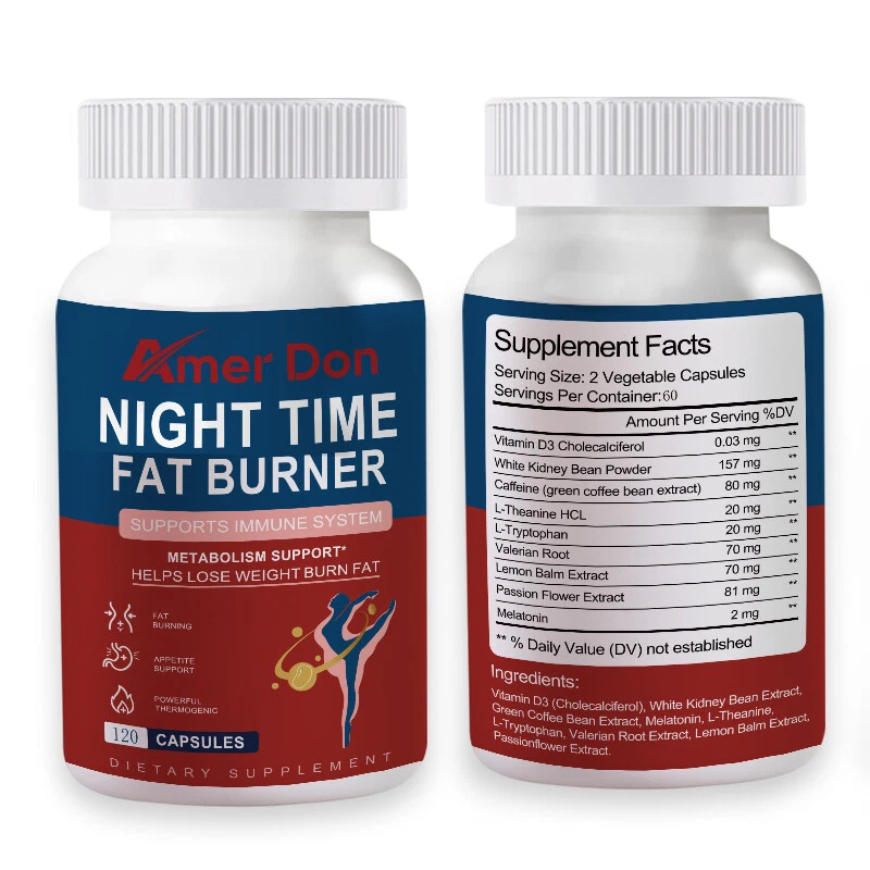 Night Time Fat Burner 120Pills Weight Loss Appetite Suppressant Sleep Aid Diet