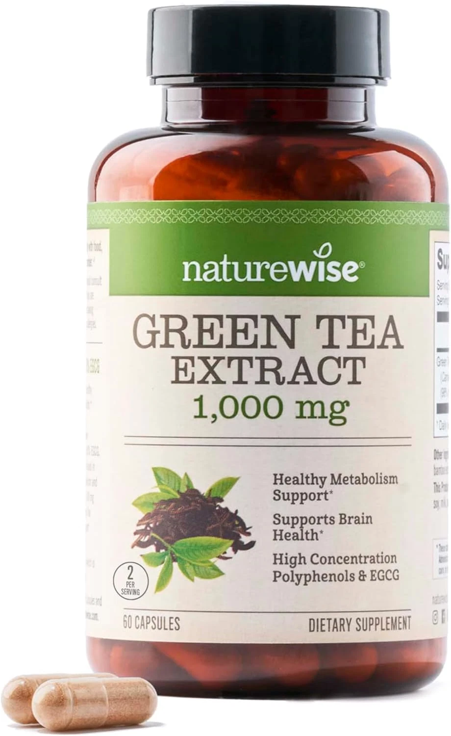 NatureWise Green Tea Extract Capsules 1000 Mg - 50% EGCG & 98% Polyphenols Vegan