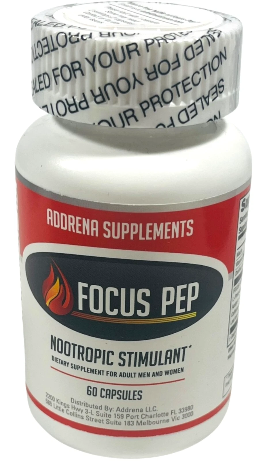 Addrena Focus Pep - Nootropic Stimulant - Focus & Energy - 60 caps - EX 08/26