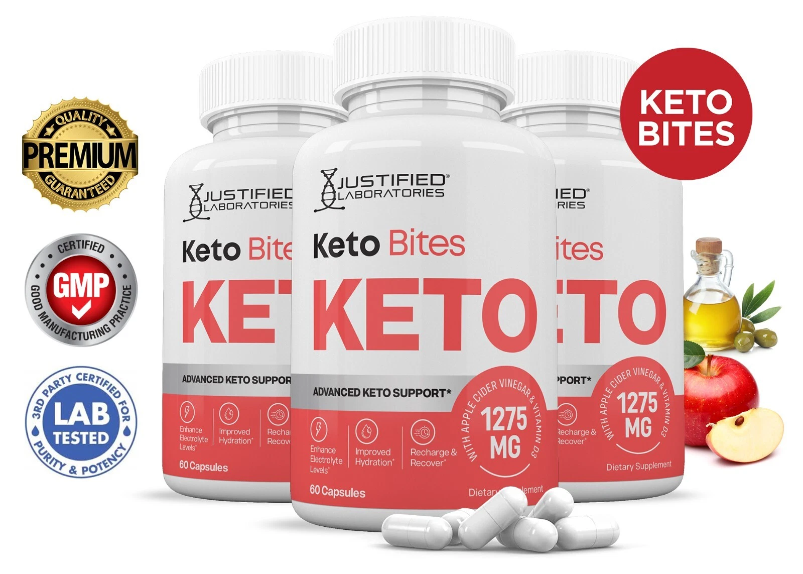 Keto Bites ACV Pills 1275 MG Stronger Than Gummies Keto Support 3 Bottles