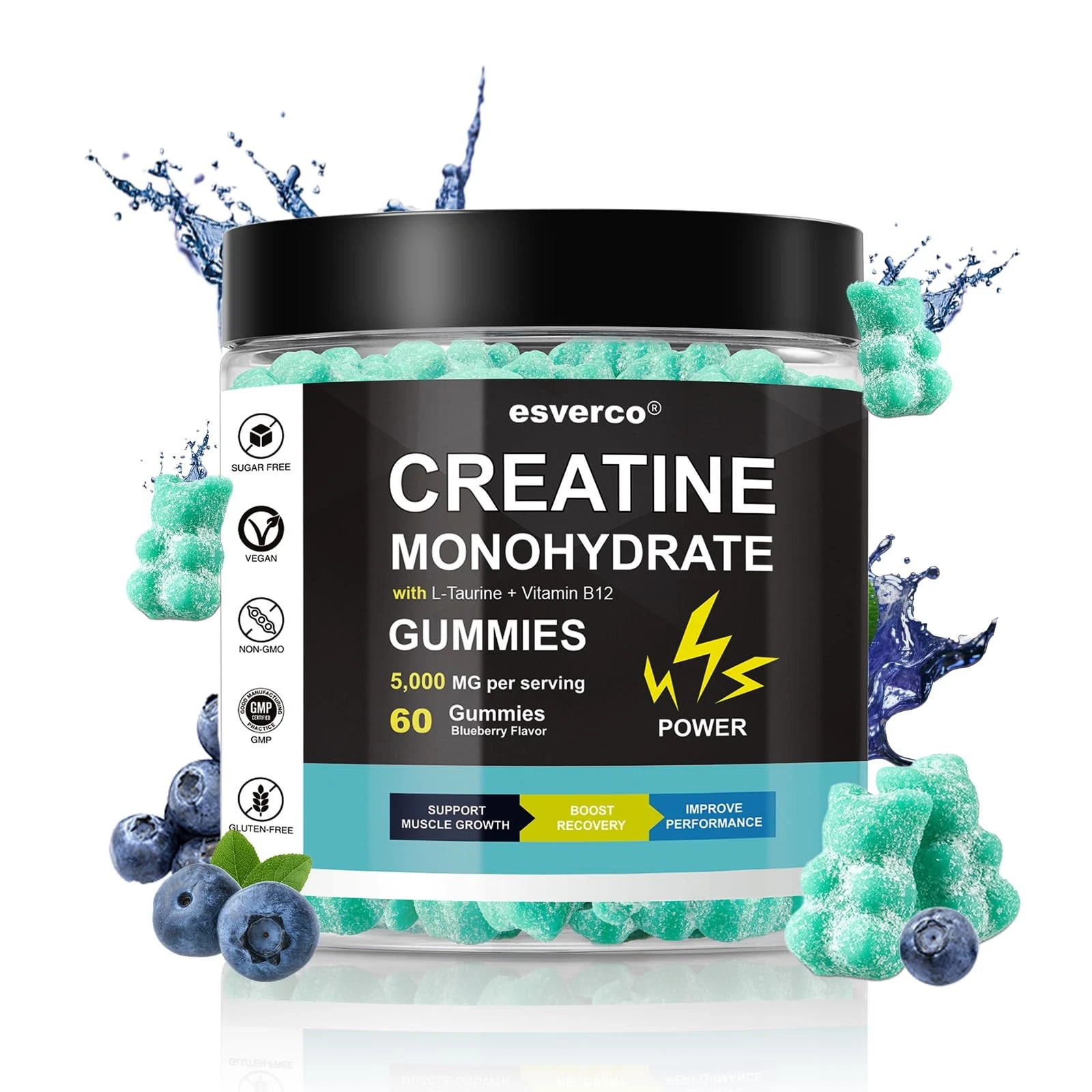 Creatine Monohydrate Gummies 5g, Muscle Growth, Creatine Gummy Supplements, L...