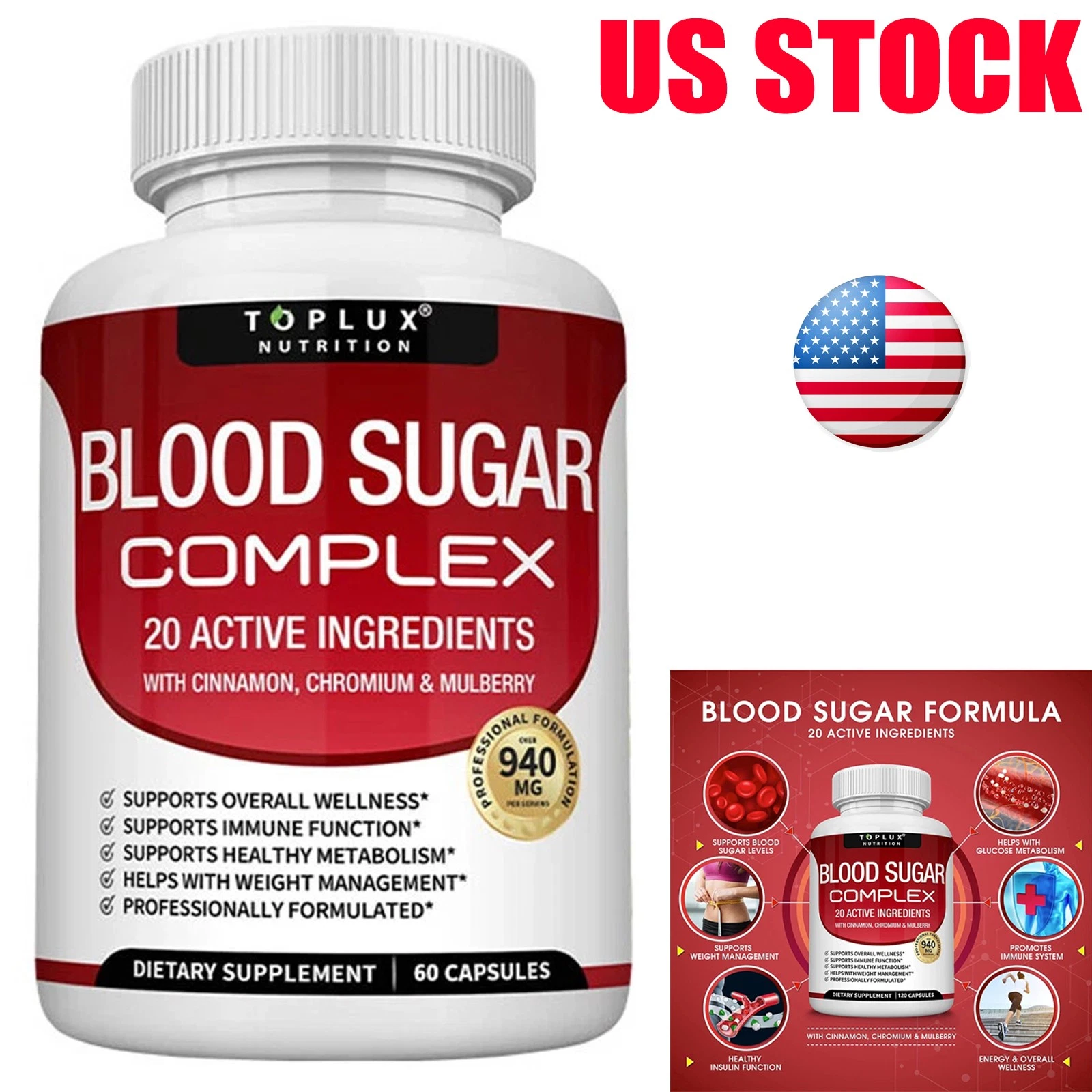 Blood Sugar Levels 60 Capsules Healthy Blood Sugar Cholesterol Levels Immune