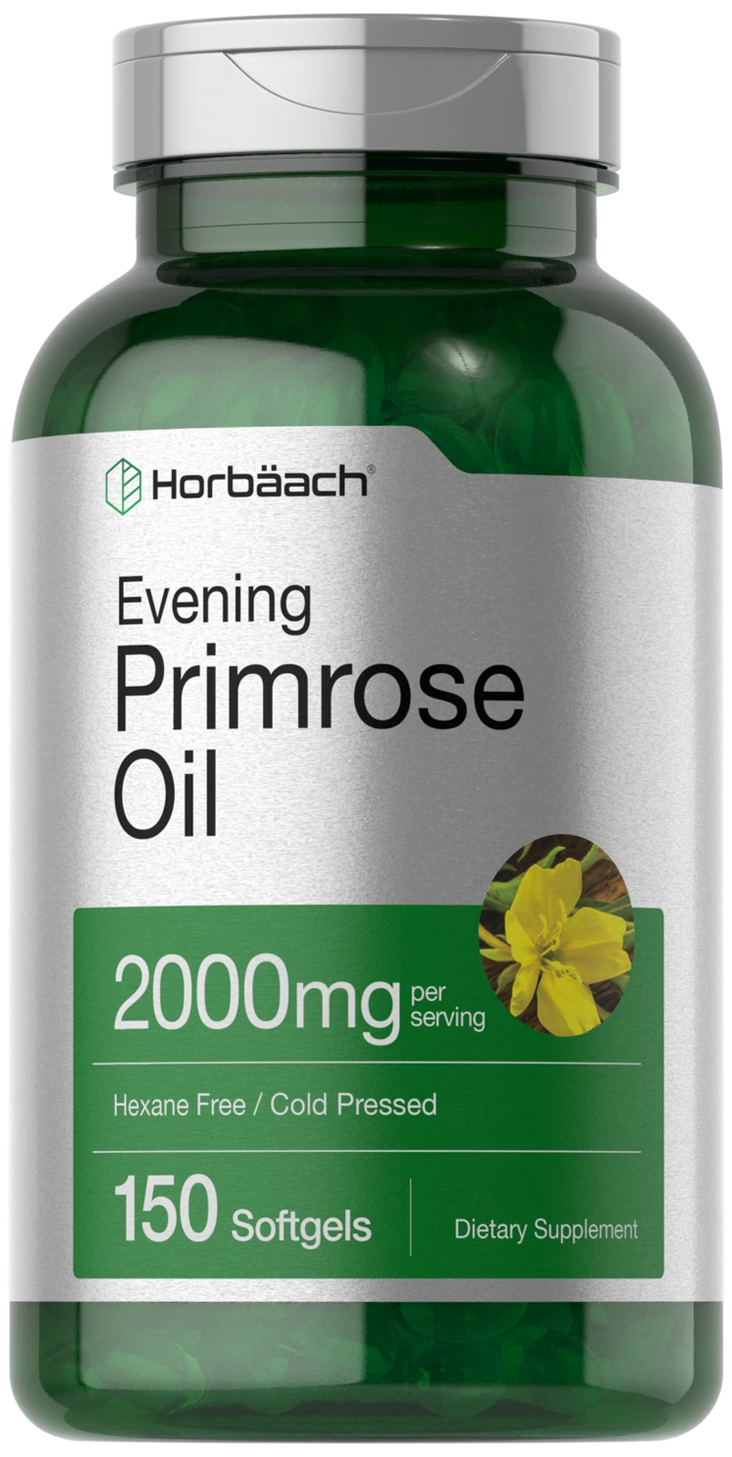Evening Primrose Oil Capsules 2000mg | 150 Softgels | Hexane Free | by Horbaach