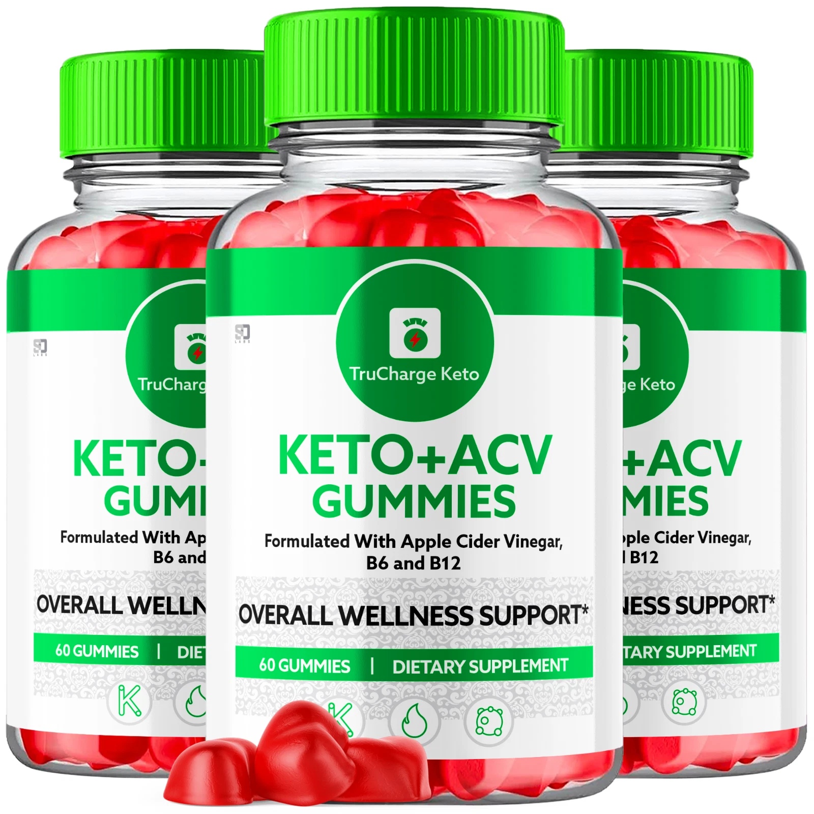 (3 Pack) TruCharge Keto Gummies - ACV Gummies For Balanced Lifestyle - 180 Gums