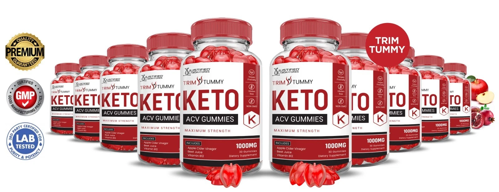 Trim Tummy Keto ACV Gummies 1000MG Apple Cider Vinegar 600 Gummys