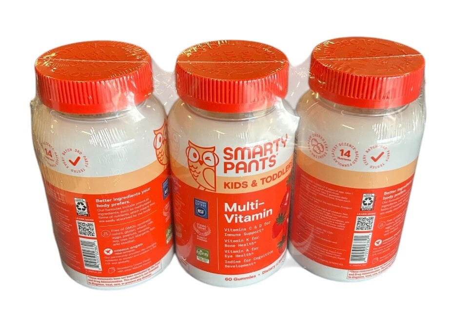 3 PACK SmartyPants Kids Toddlers Children's Multivitamin Gummies 60 Ct Exp 10/25
