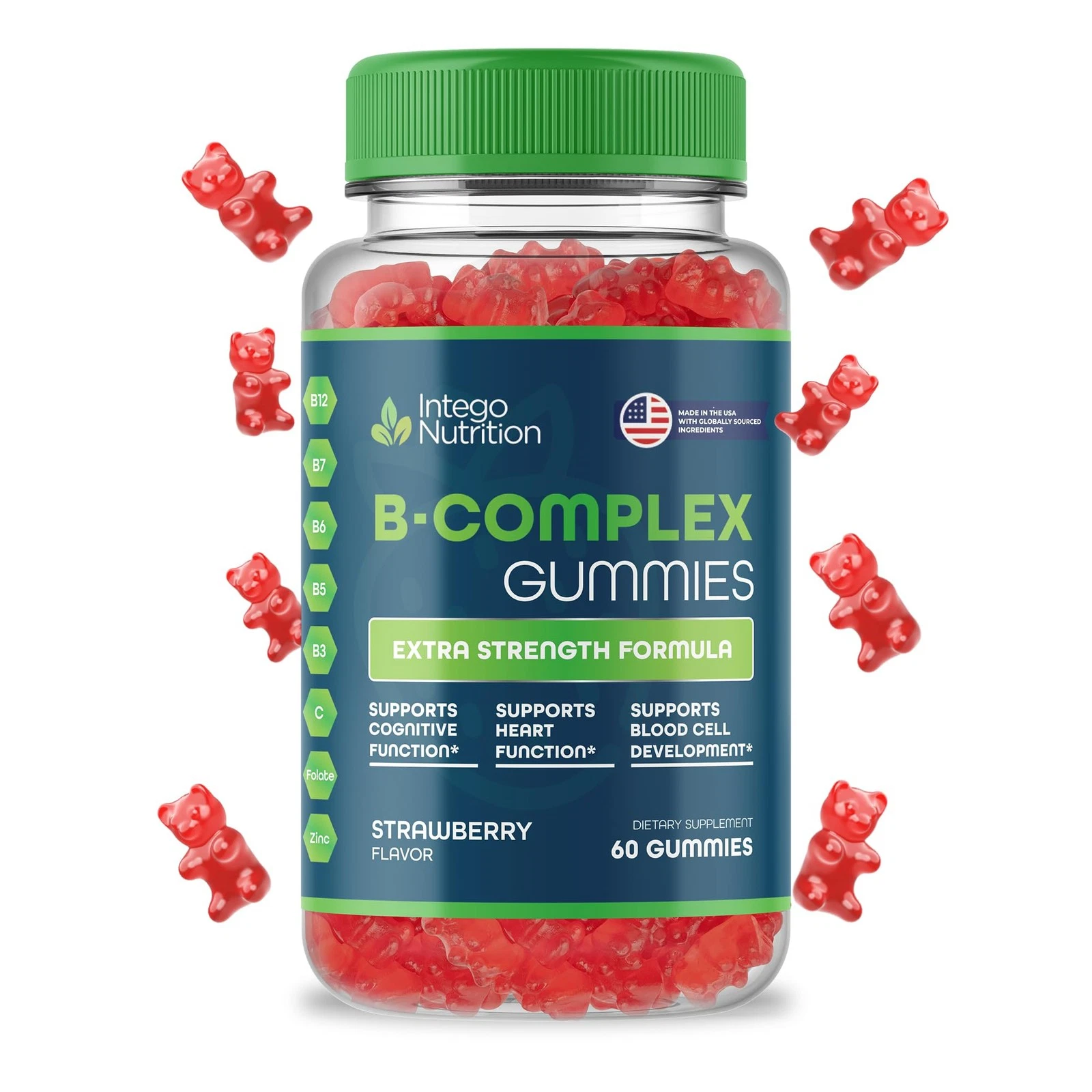 INTEGO NUTRITION Vitamin B Complex Gummies for Adults, B Complex Vitamin Supplem