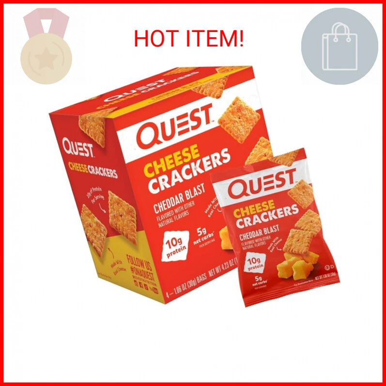 Quest Nutrition Cheese Crackers, Cheddar Blast, 10g Protein, 5g Net Carbs, 1g Su
