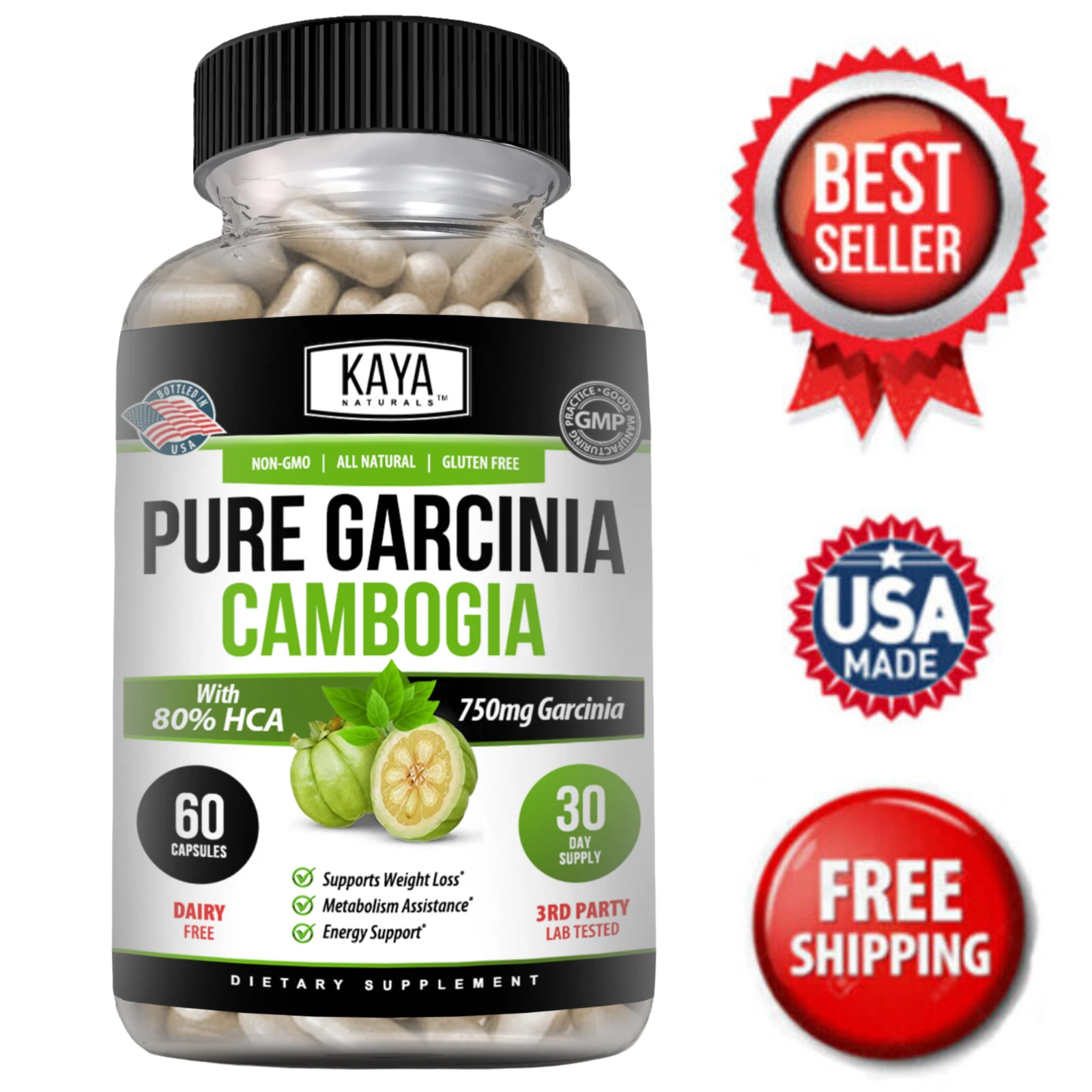 Pure Garcinia Cambogia 80% HCA Extract Natural Weight Loss Energy Fat Burner