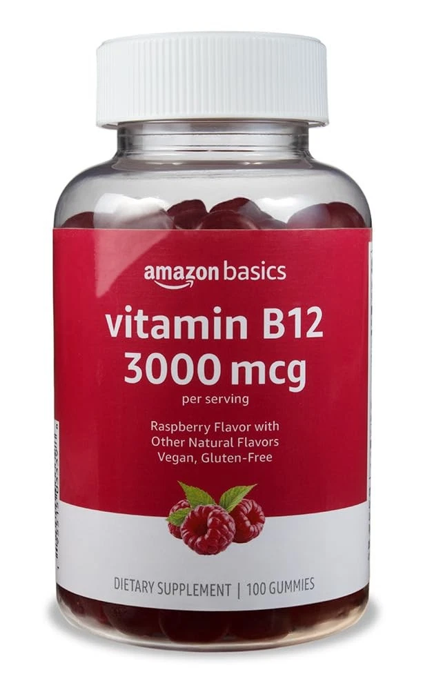 Amazon Basics Vitamin B12 3000 mcg Gummies, Normal Energy Production and Metabol