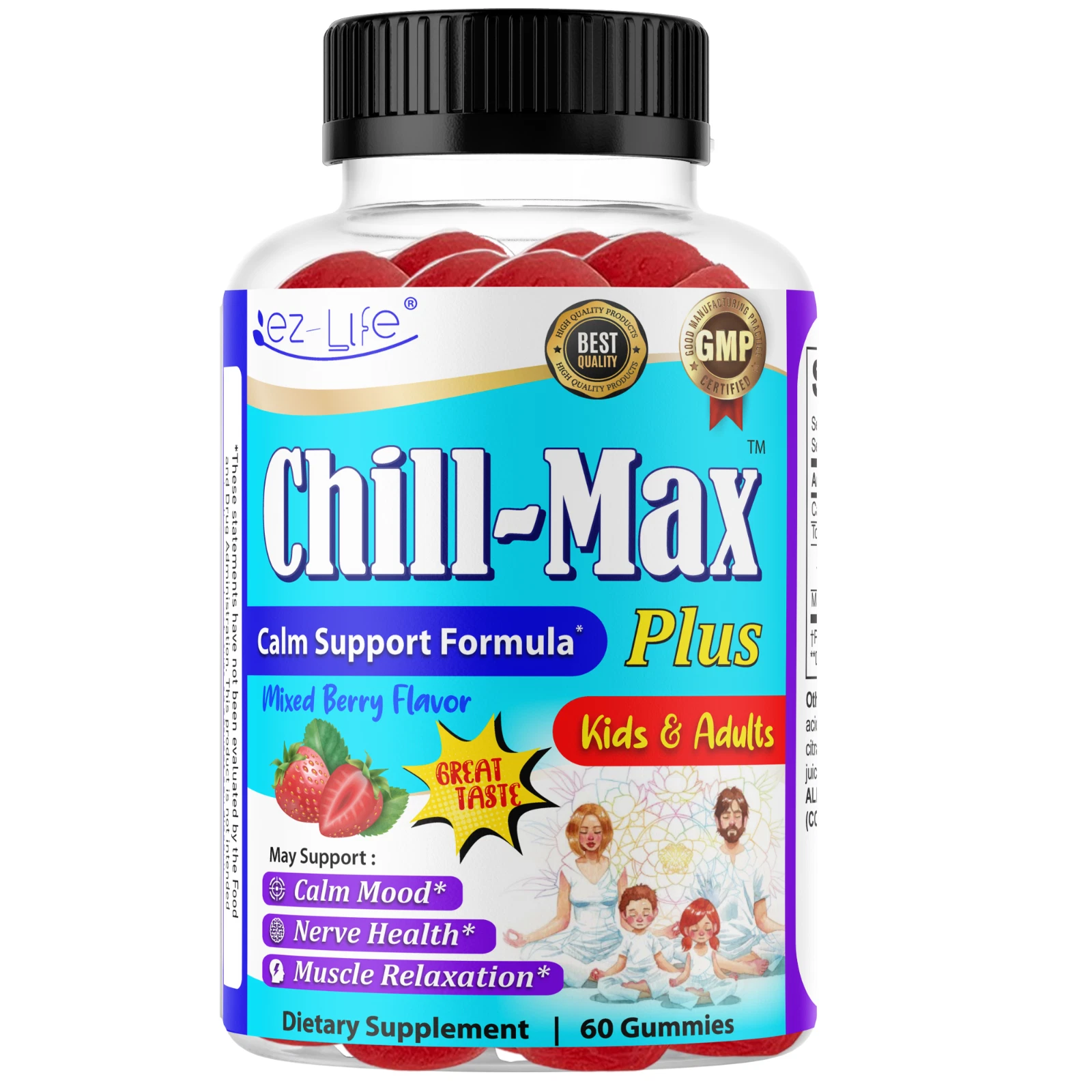 Sugar-Free Magnesium Gummies for Kids & Adults for Sleep, Mood & Muscle Support