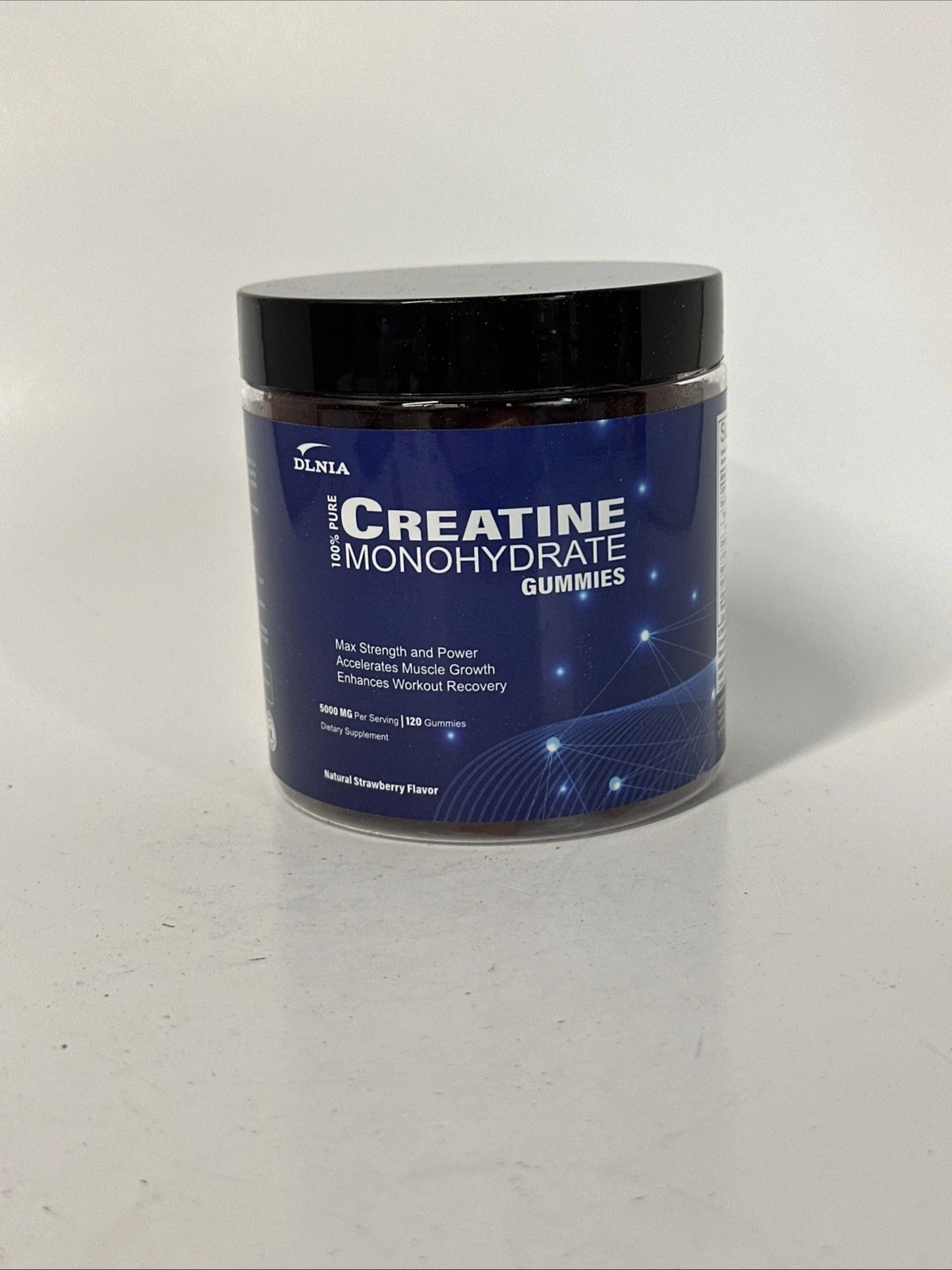 DLNIA creatine monohydrate gummies 5000 MG 120 Ct strawberry Exp 6/8/2026