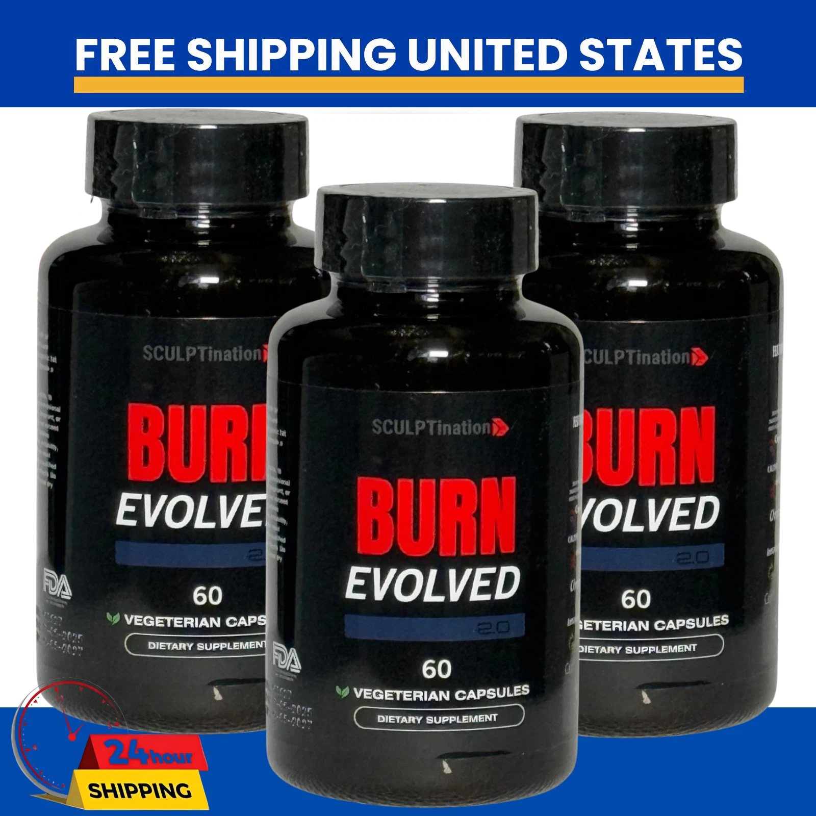 Sculptnation Fat Burn Evolved Thermogenic Burner Weight Loss New & Sealed-3pc