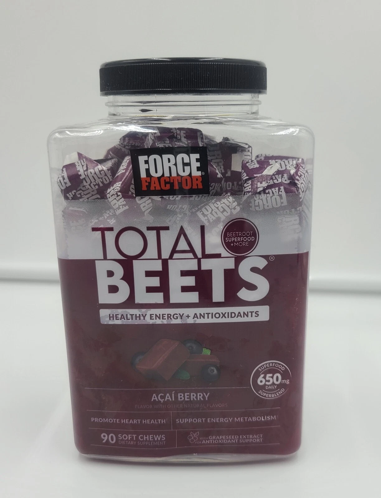 Force Factor Total Beets Acai Berry Flavor, 90 Soft Chews