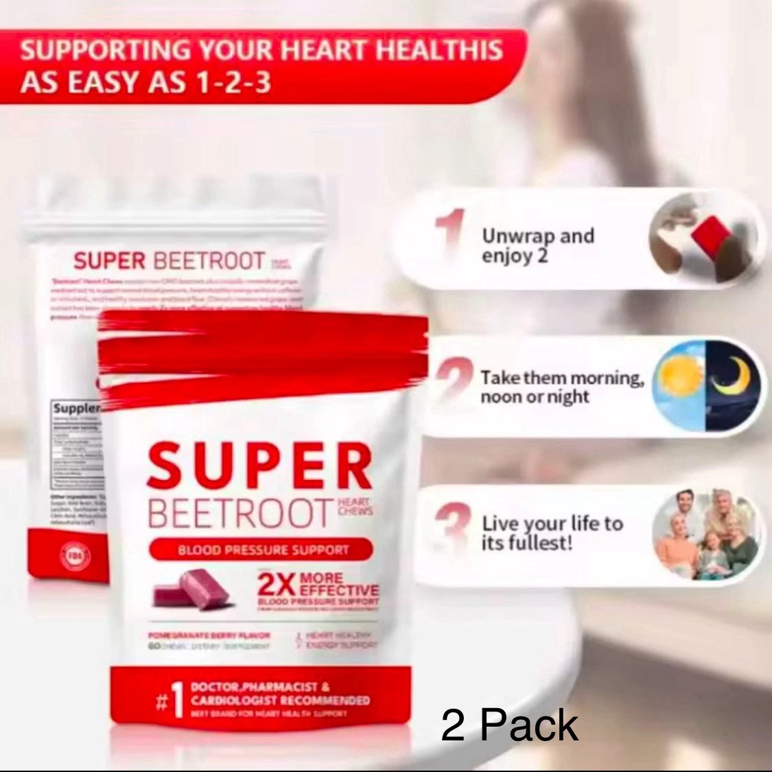 Beetroot Gummies, Nitric Oxide and Blood Pressure Support (2 pack)