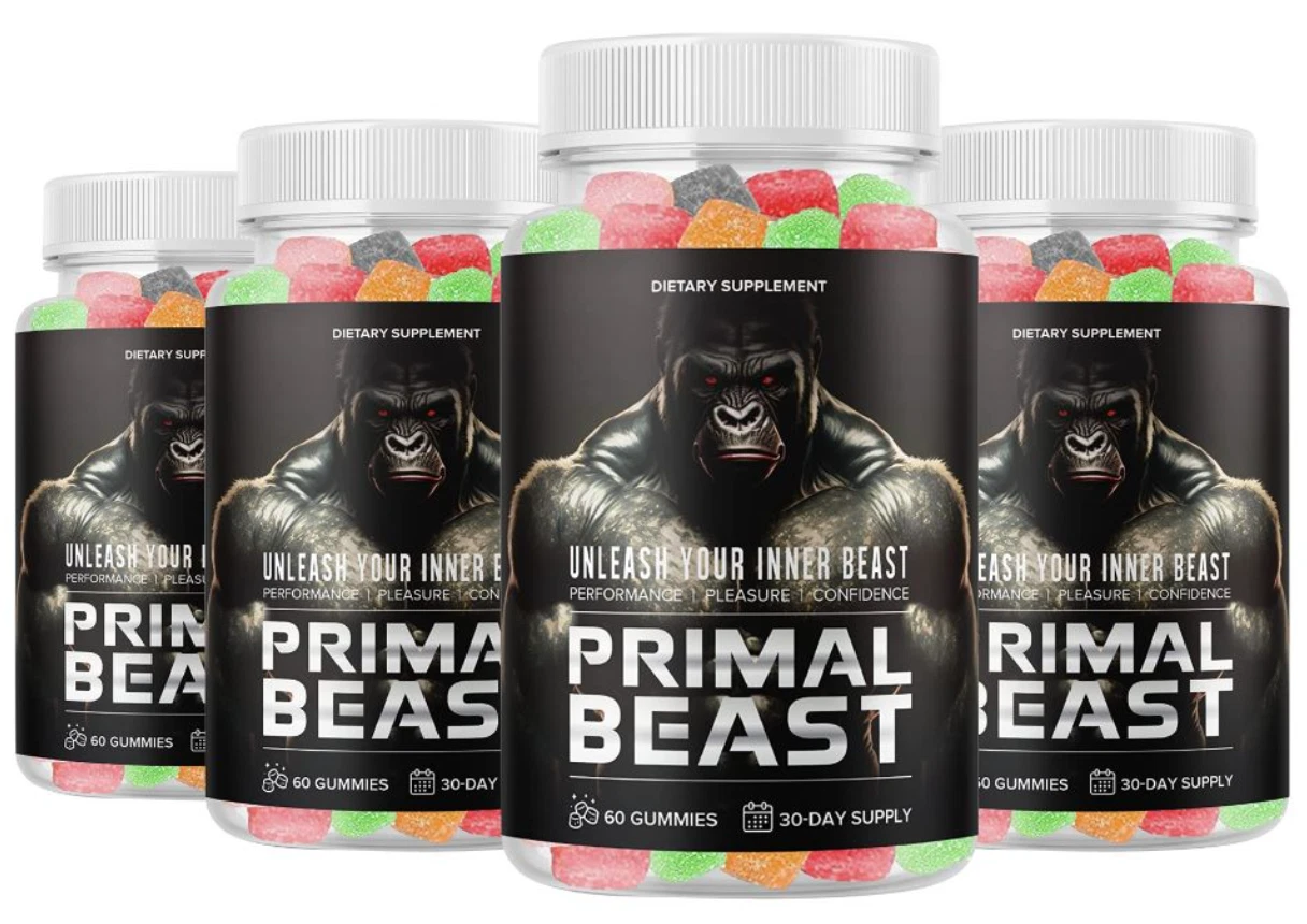 (4 BOTTLES ) Primal Beast Gummies - Vegan, Support Male Enhancement- 240 GUMMIES