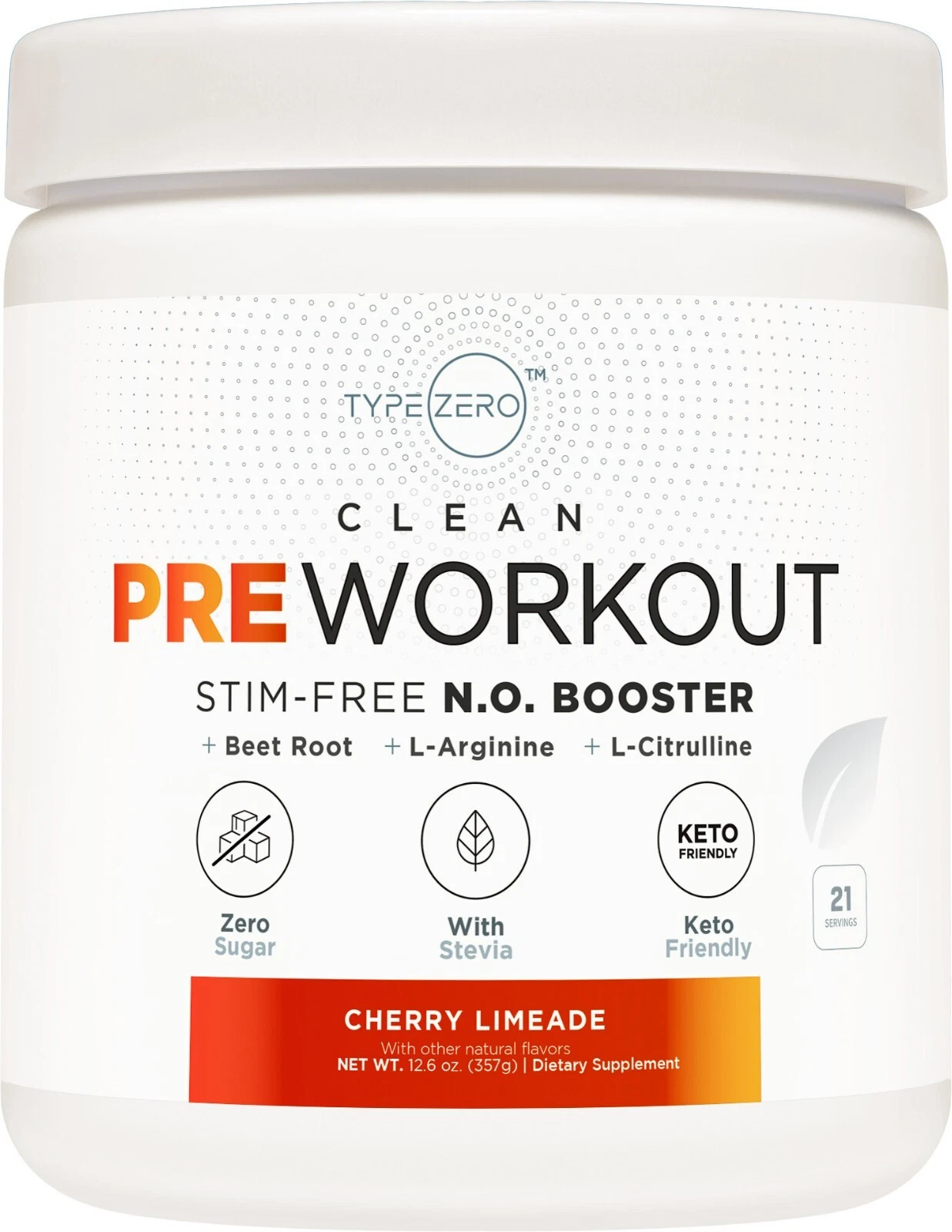 Type Zero Clean Pre Workout Stim-Free Nitric Oxide Booster | Cherry Limeade
