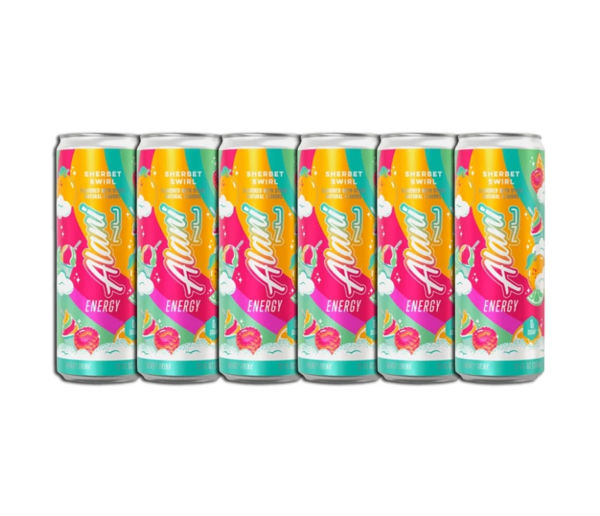 Alani Sherbet Swirl Energy Drink 12 ounce 6 Pack Limited Edition