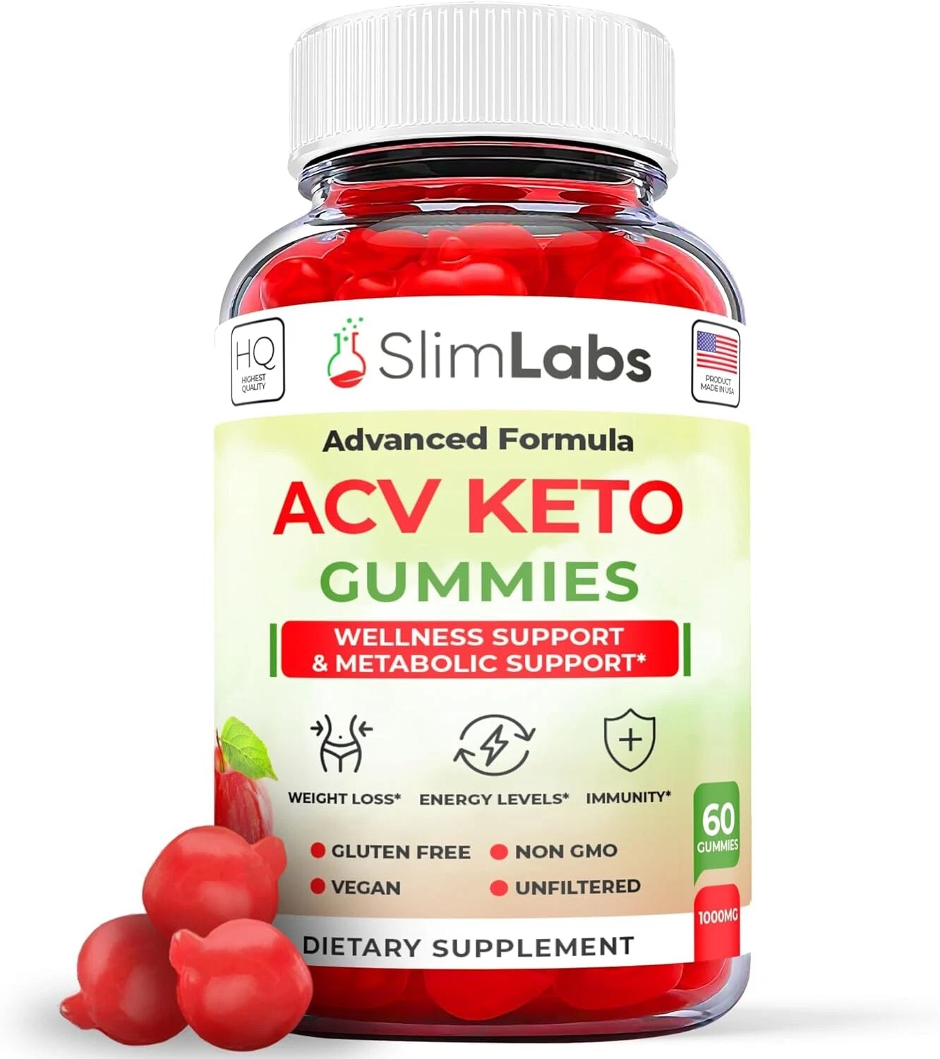 Slim Labs Keto Gummies - Slim Labs Keto ACV Gummys Weight Loss ORIGINAL - 1 Pack